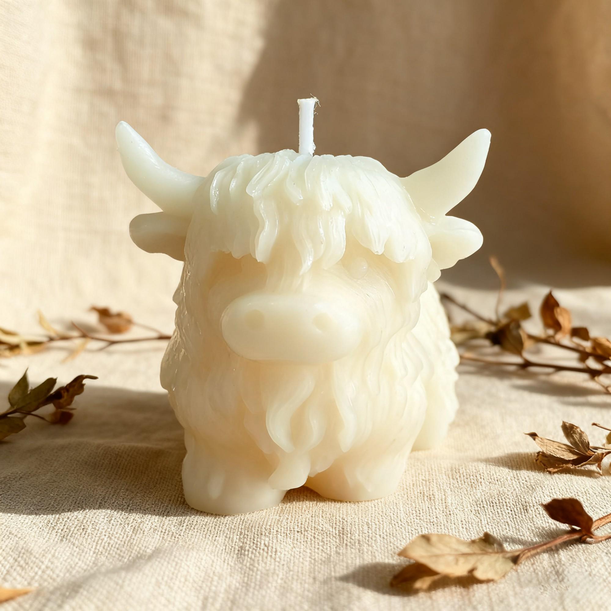 Highland Cow Candle,Handmade Real Wax Highland Cattle Decor Vintage Animal Candles Christmas Gift
