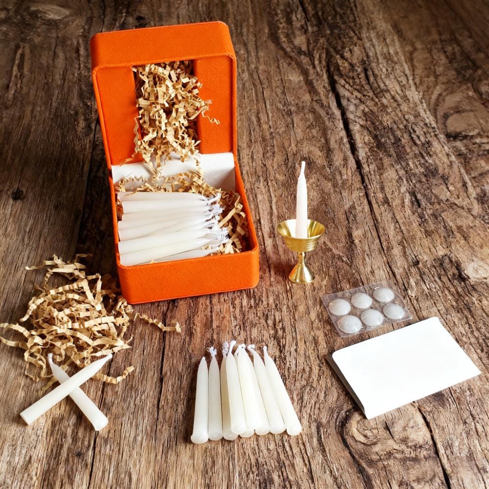 Orange/White Beeswax Taper Candles 30pcs, 2.5 Inch Mini Ritual Candles Daily Meditation Votive Candles, Halloween Christmas Gifts