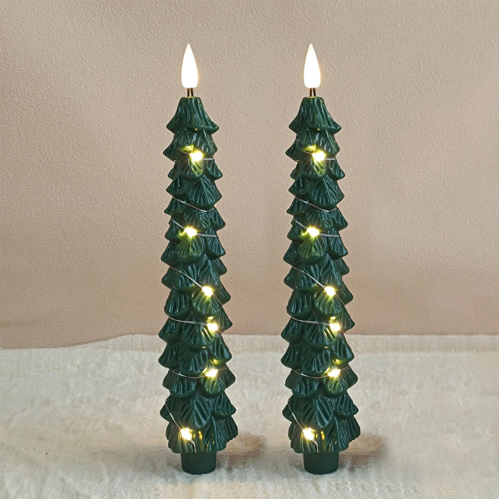 Christmas collection Christmas Tree Flameless Tapers Candles 9.4" Battery LED Candles Glowing Branches Decor Remote Control