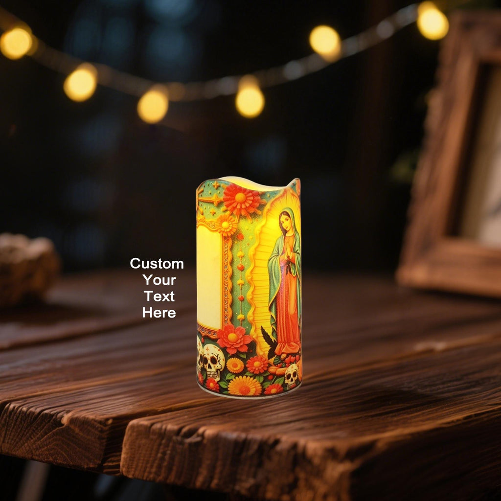 Personalized Prayer LED Candle: Custom Photo Memorial Gift with Remote