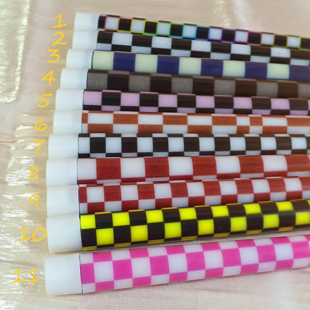 Checkerboard LED Taper Candles,Battery Timer Candles Colorful Candle stick,Flameless Home Decor Dinner Birthday Gift