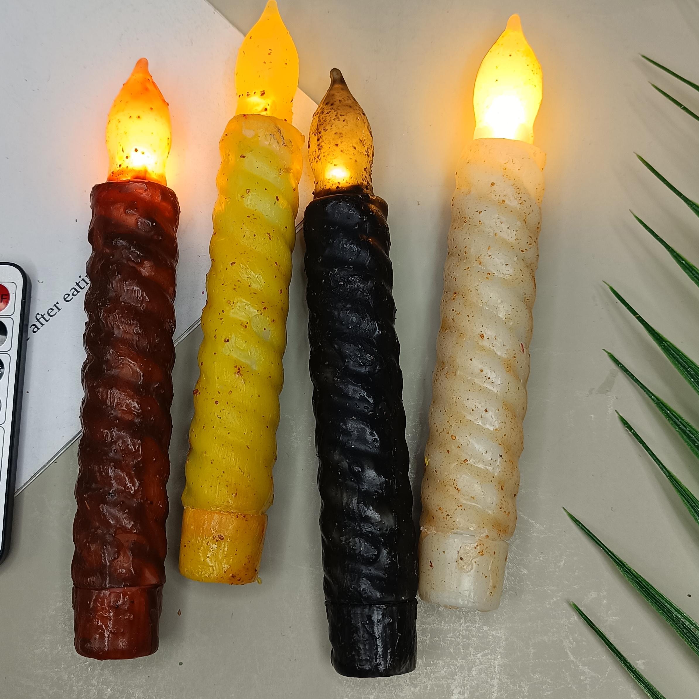 6.5 Inch Taper Primitive Candles with Timer,Flameless Led Taper Candles,Real Wax Hand Dipped Candles, Christmas Home Decor,Housewarming Gift