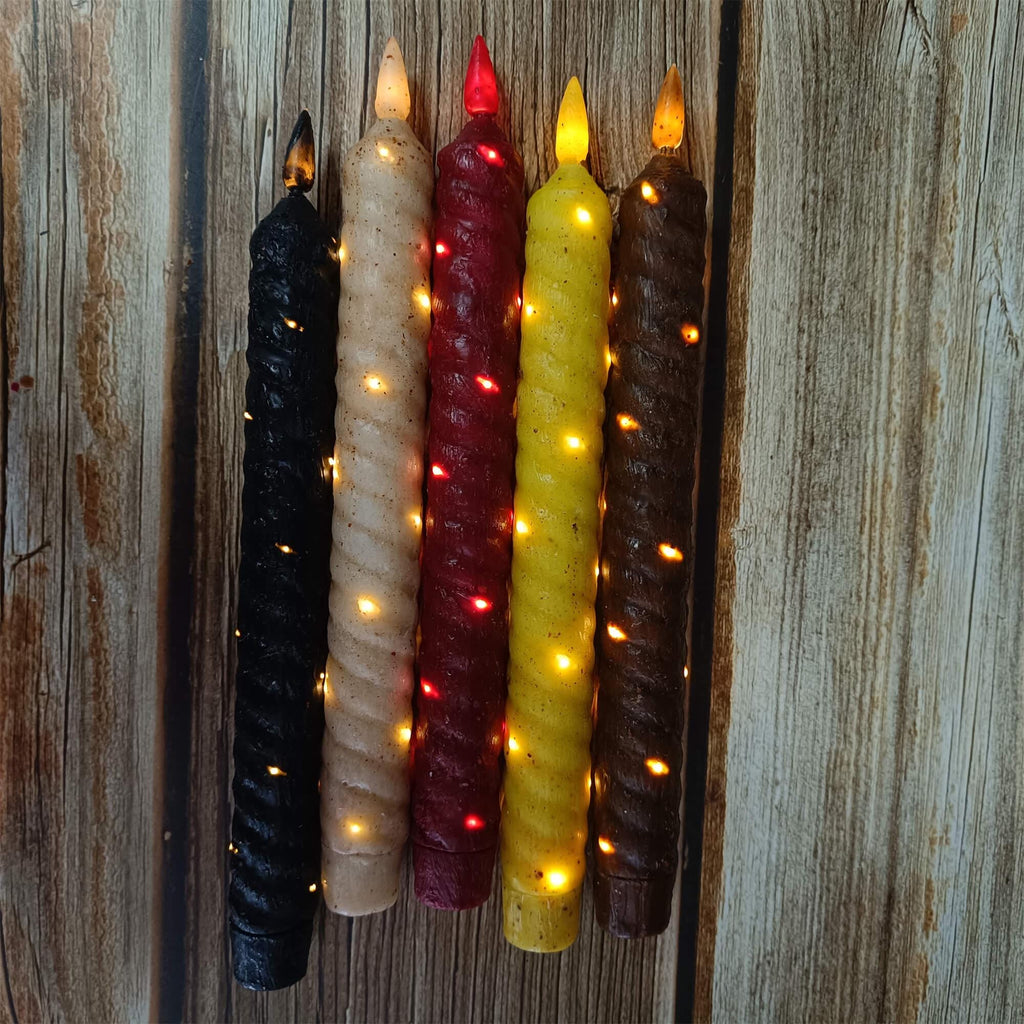 9.65 Inch Vintage Flameless Long Candle, LED Tapered Spiral Candle, Battery-Operated, With Remote Control and Timer, Christmas  Gift