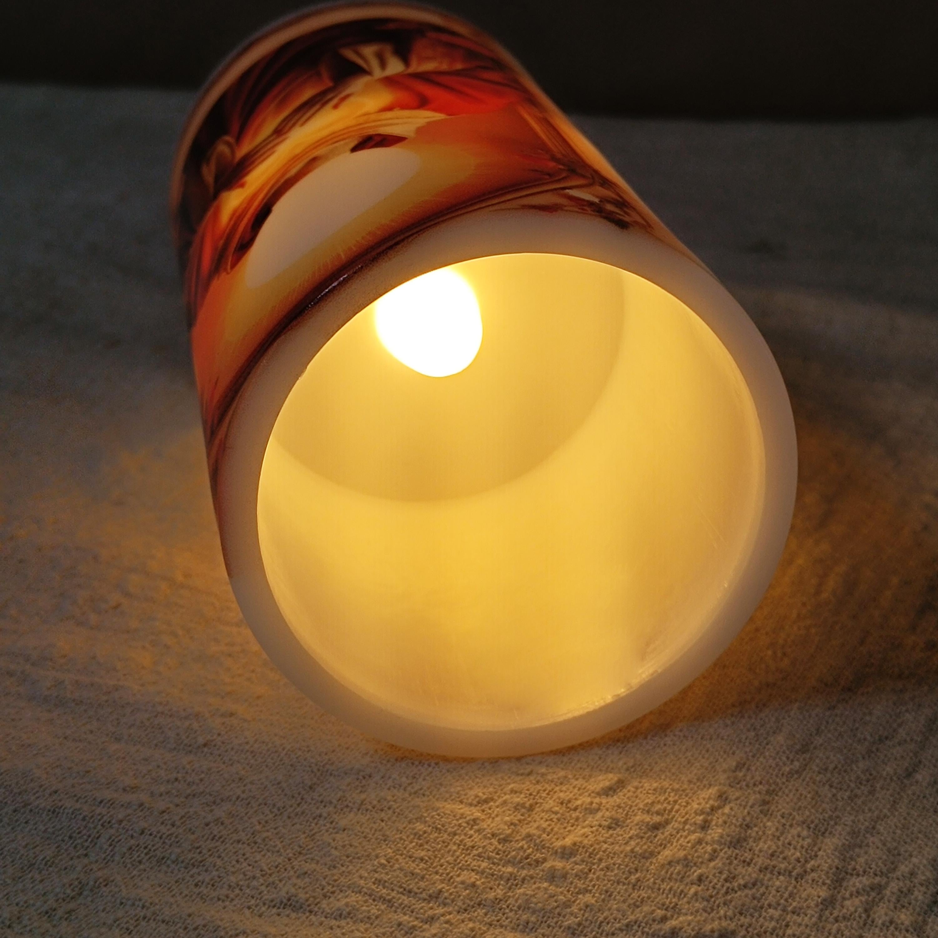 Personalized Saint Flameless LED Candle: Custom Prayer Votive with Remote