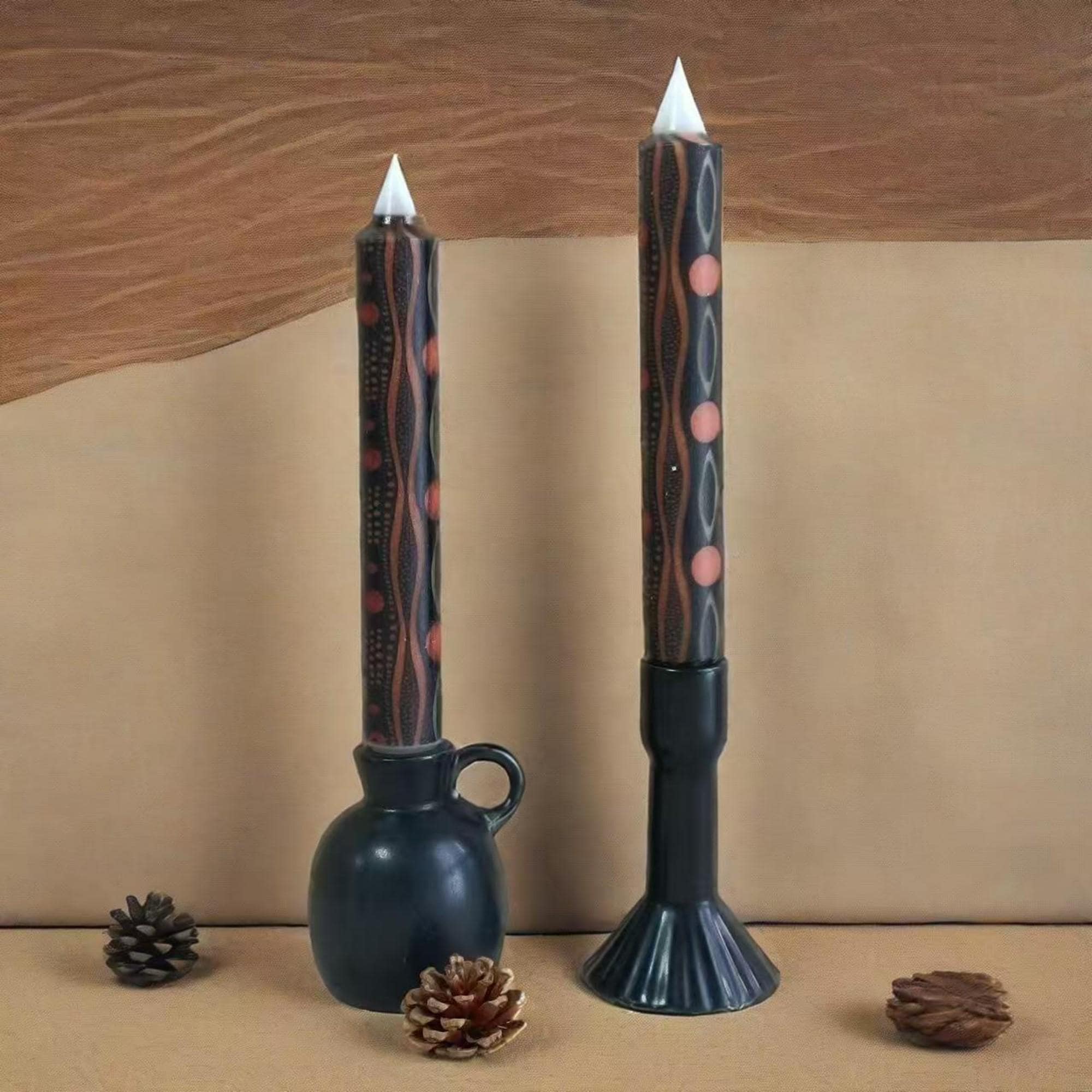 African Abstract Pattern 9.45 Inch Taper Candles,Smokeless Unscented Printed Paraffin Wax Candlestick,Ethnic African Decor Home Decor 1PC