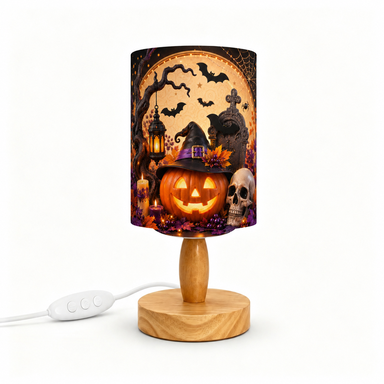 Cute Halloween Scarecrow PLA Eco‑Friendly Dimmable Table Lamp 👻 Button Control Bedside Lamp, Fall Pumpkin Seasonal Home Decor Gift