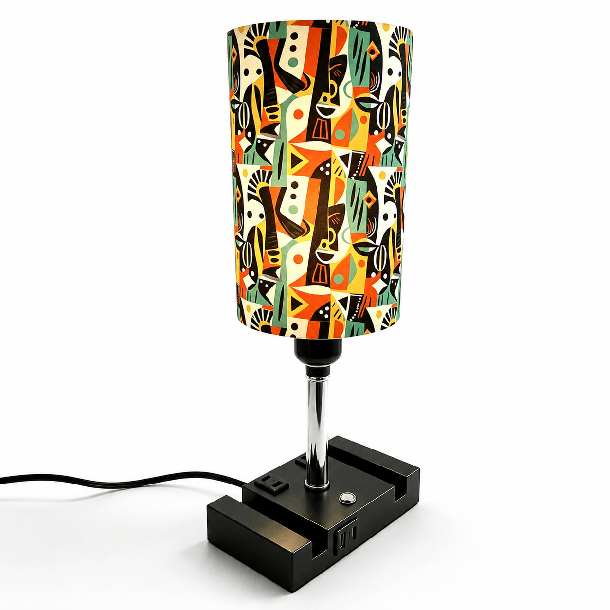 Picasso Abstract Art PLA Eco-Friendly Touch Control Table Lamp 🎨 3 Color Dimmable Multifunctional Table Lamp, Dual Phone Stand Bedside Desk Decor Gift