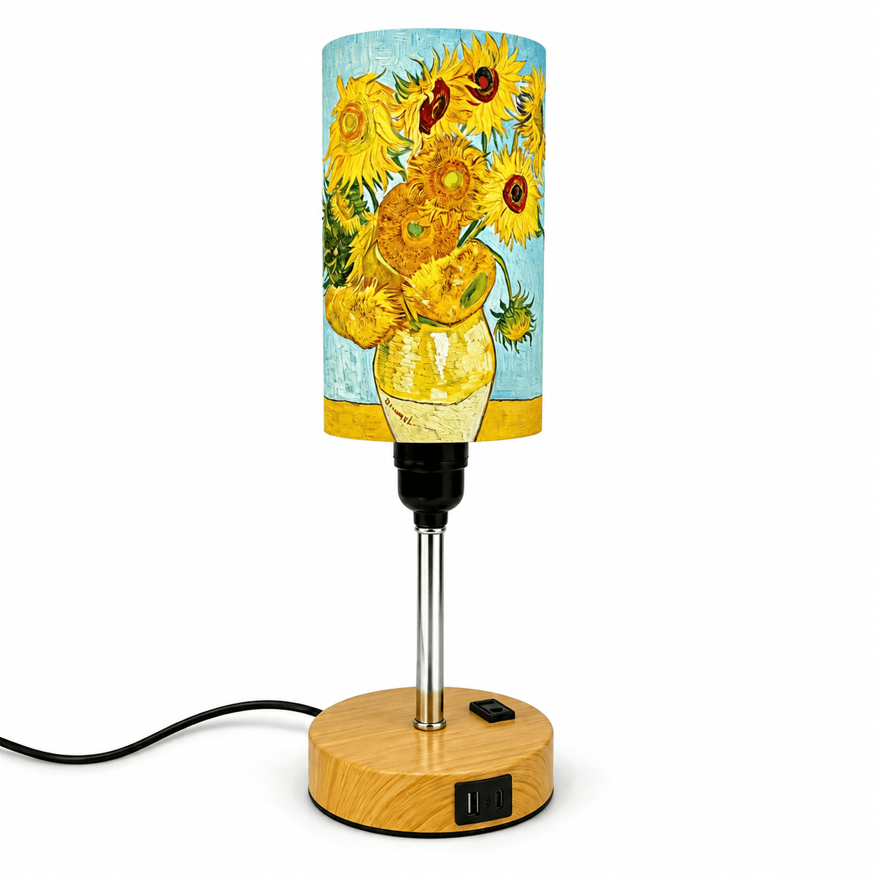 Van Gogh Sunflowers PLA Eco‑Friendly Touch Control Table Lamp🎨 3‑Color Dimmable Multi‑Function Bedside Lamp, Classic Art Home Decor Gift