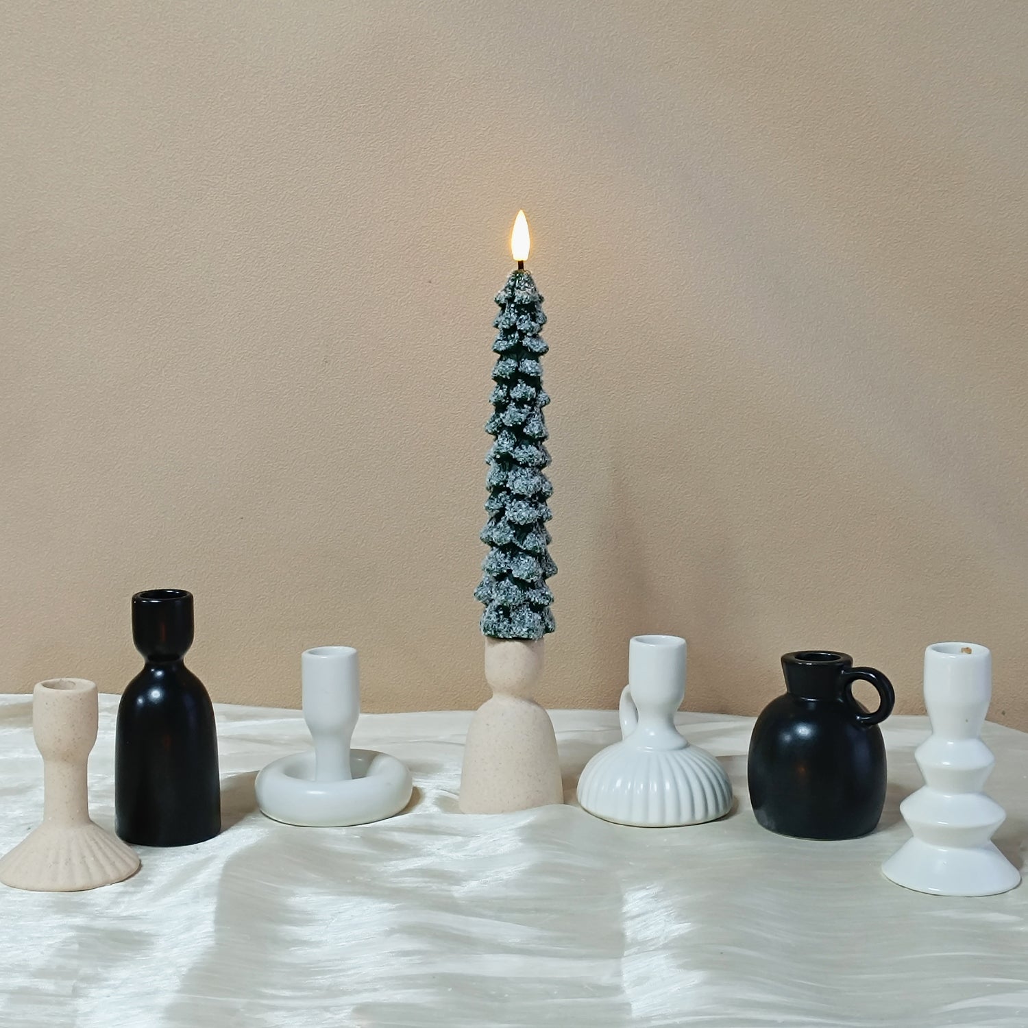 Snowy Tree Shape LED Candle Paraffin Wax Flameless Christmas Decoration Light