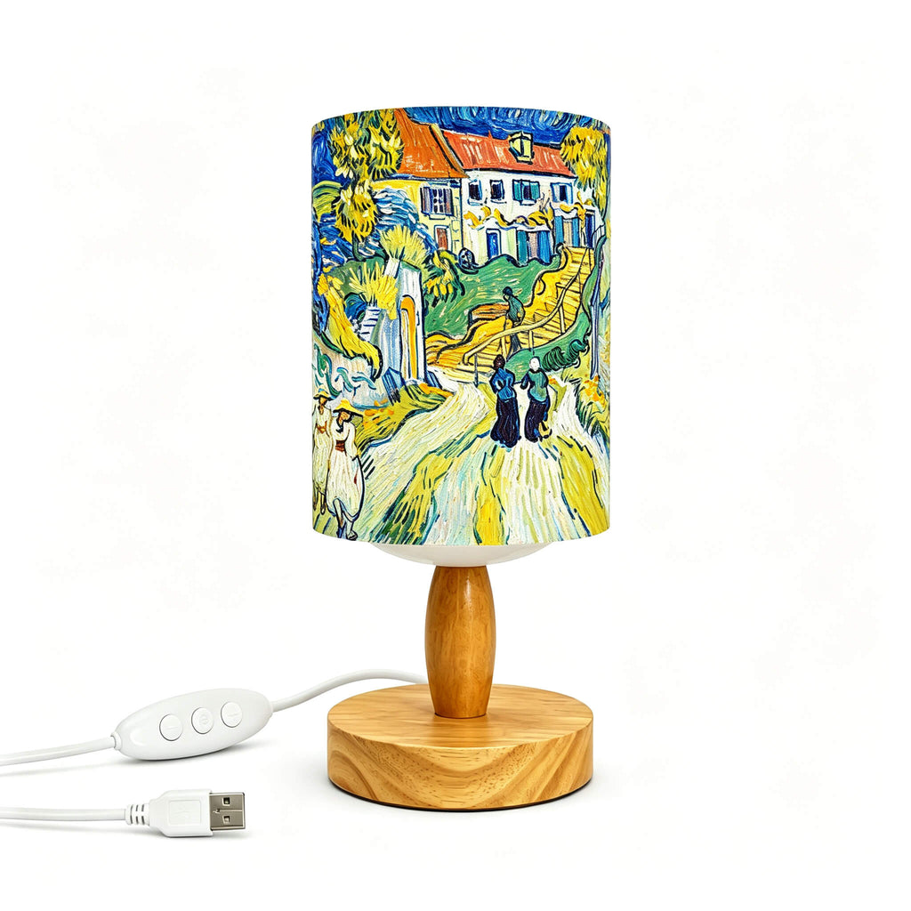 Van Gogh Irises PLA Eco‑Friendly Table Lamp ✨ Button Dimmable Art Bedside Lamp, Aesthetic Impressionist Home Decor Gift