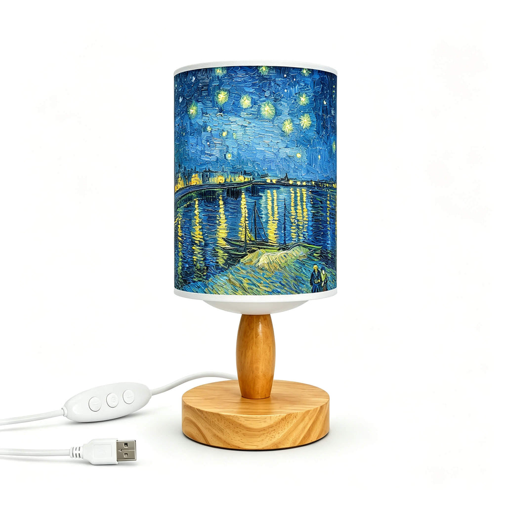Van Gogh Irises PLA Eco‑Friendly Table Lamp ✨ Button Dimmable Art Bedside Lamp, Aesthetic Impressionist Home Decor Gift