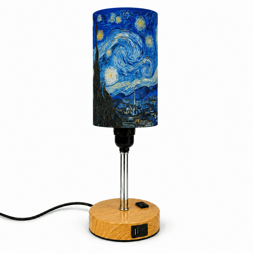 Van Gogh Sunflowers PLA Eco‑Friendly Touch Control Table Lamp🎨 3‑Color Dimmable Multi‑Function Bedside Lamp, Classic Art Home Decor Gift