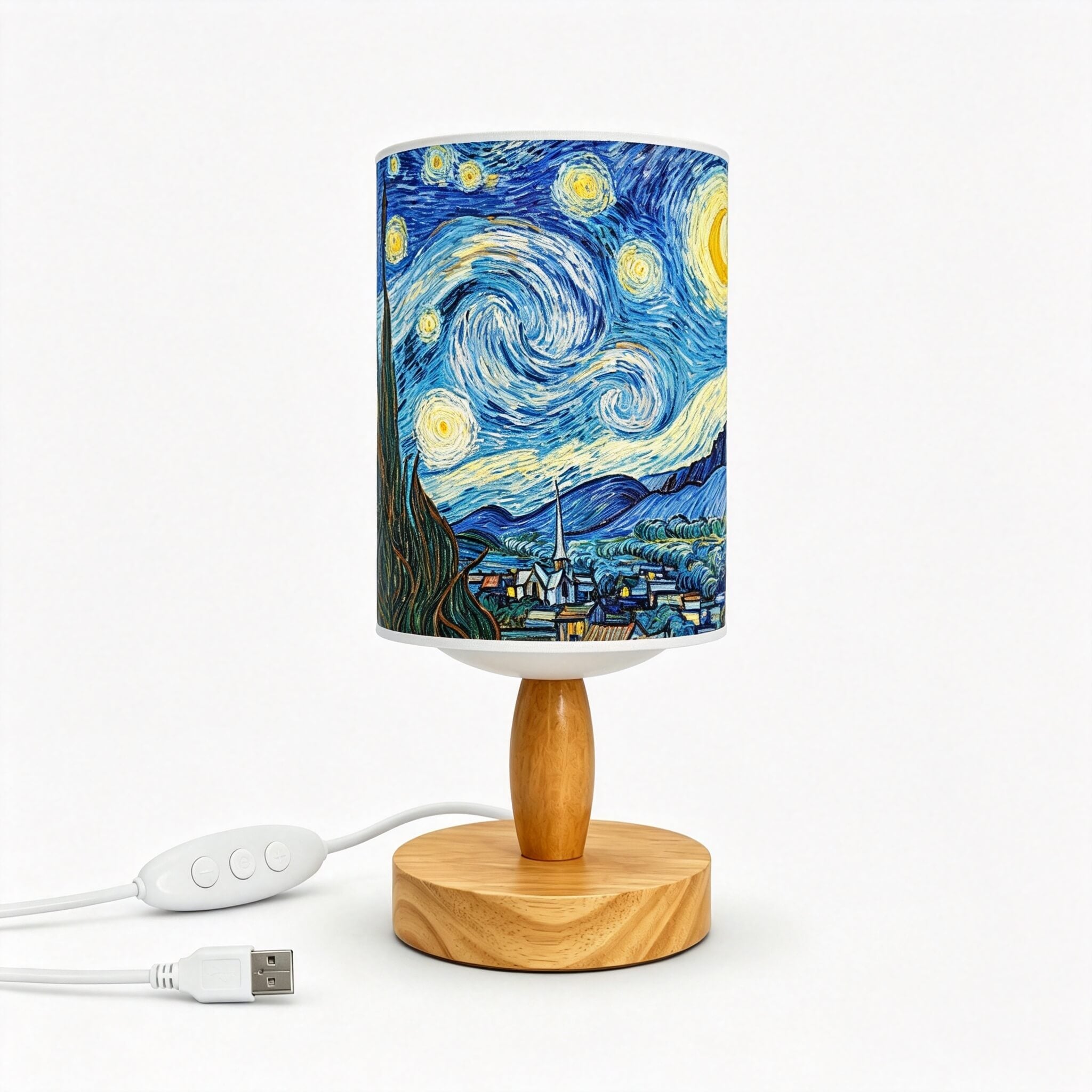 Van Gogh Irises PLA Eco‑Friendly Table Lamp ✨ Button Dimmable Art Bedside Lamp, Aesthetic Impressionist Home Decor Gift