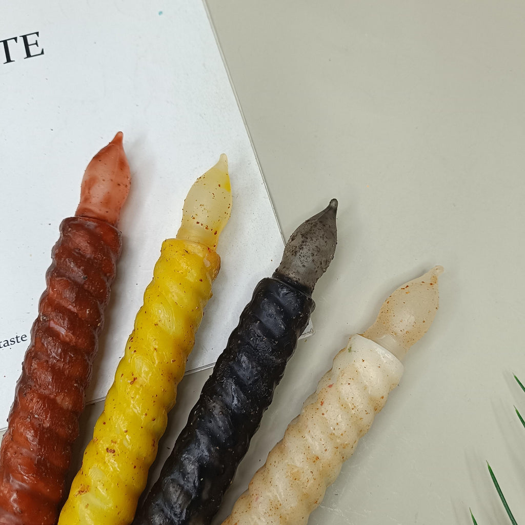 6.5 Inch Taper Primitive Candles with Timer,Flameless Led Taper Candles,Real Wax Hand Dipped Candles, Christmas Home Decor,Housewarming Gift