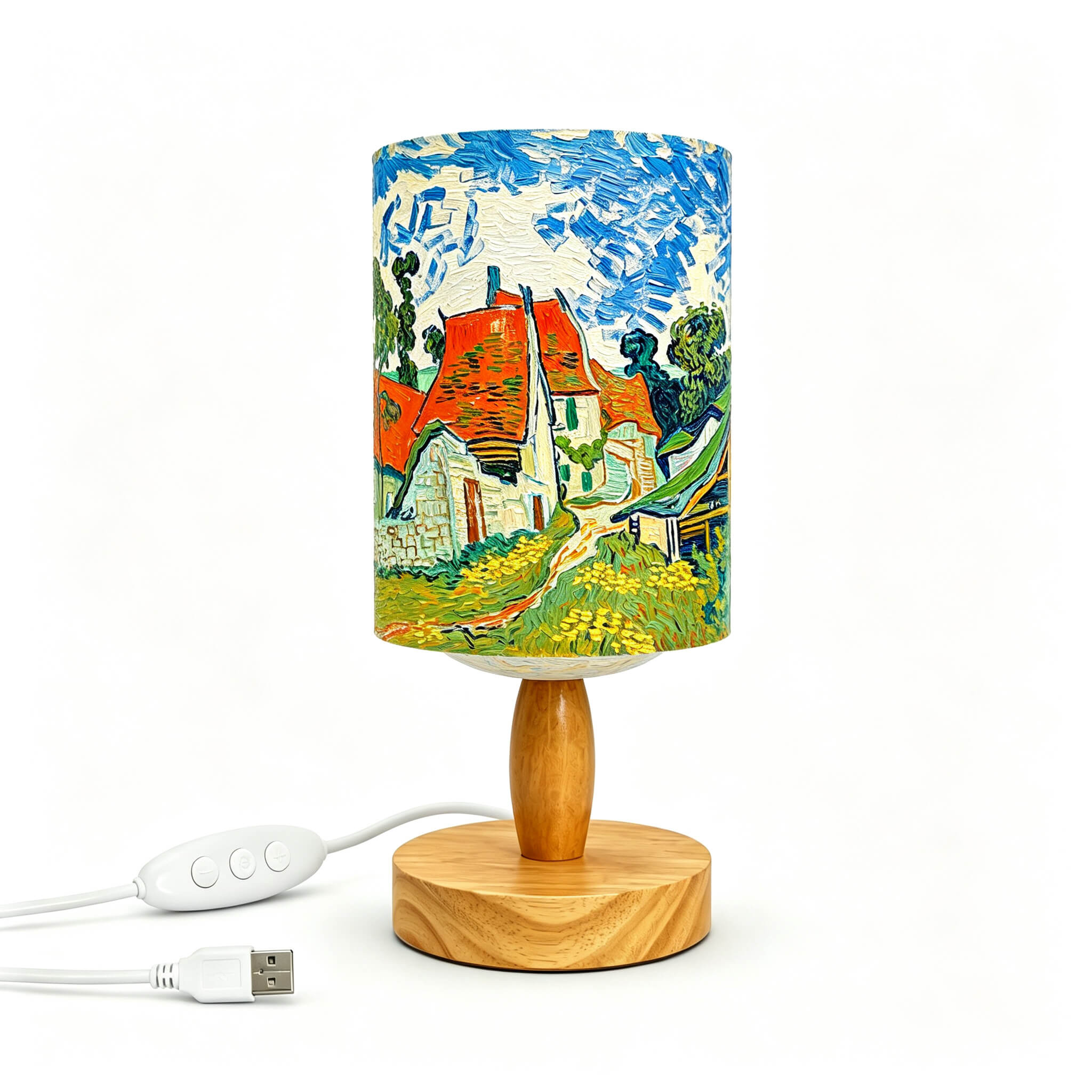 Van Gogh Irises PLA Eco‑Friendly Table Lamp ✨ Button Dimmable Art Bedside Lamp, Aesthetic Impressionist Home Decor Gift