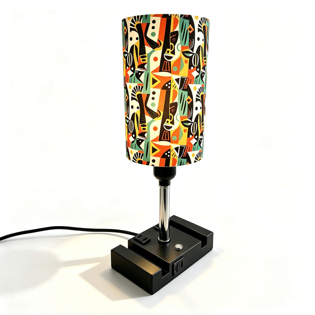 Picasso Abstract Art PLA Eco-Friendly Touch Control Table Lamp 🎨 3 Color Dimmable Multifunctional Table Lamp, Dual Phone Stand Bedside Desk Decor Gift