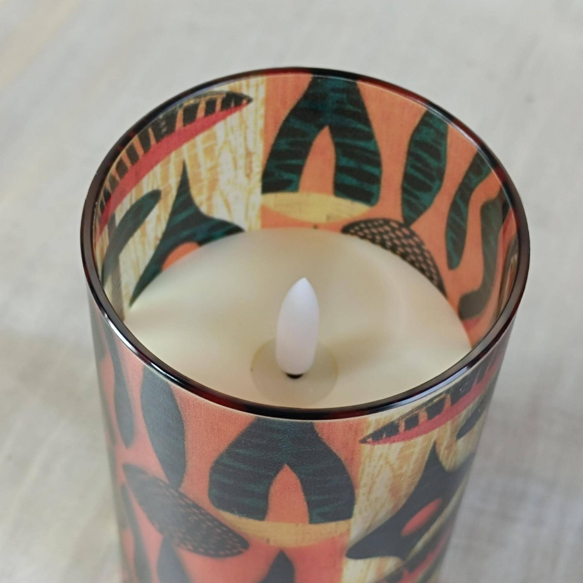 LED African Tribal Abstract Candles Set of 3 Flameless Pillar Candles 10-Key Remote, Warm Light Unscented & Eco Safe Home Decor Halloween