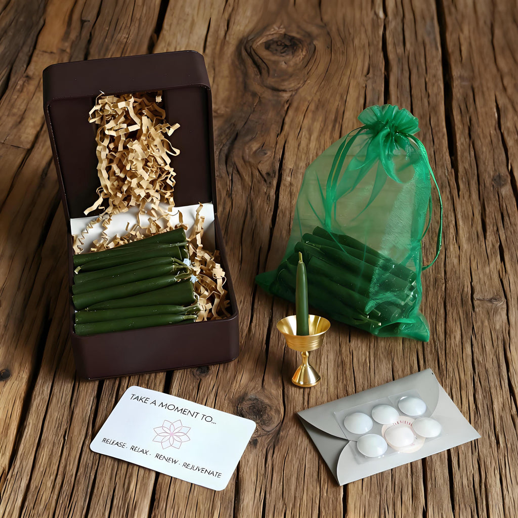 Olive Green Meditation Candles 25/30pcs, 2.5 Inch Hand-Dipped Beeswax Taper Candle Home Decor Christmas Gift for Her