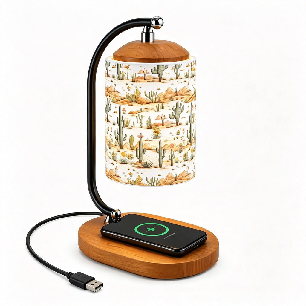 Wild West PLA Ambient Table Lamp 🌵 Touch Control 5 Colors Lamp, Magnetic Wireless Charging Rustic Western Desk Lamp