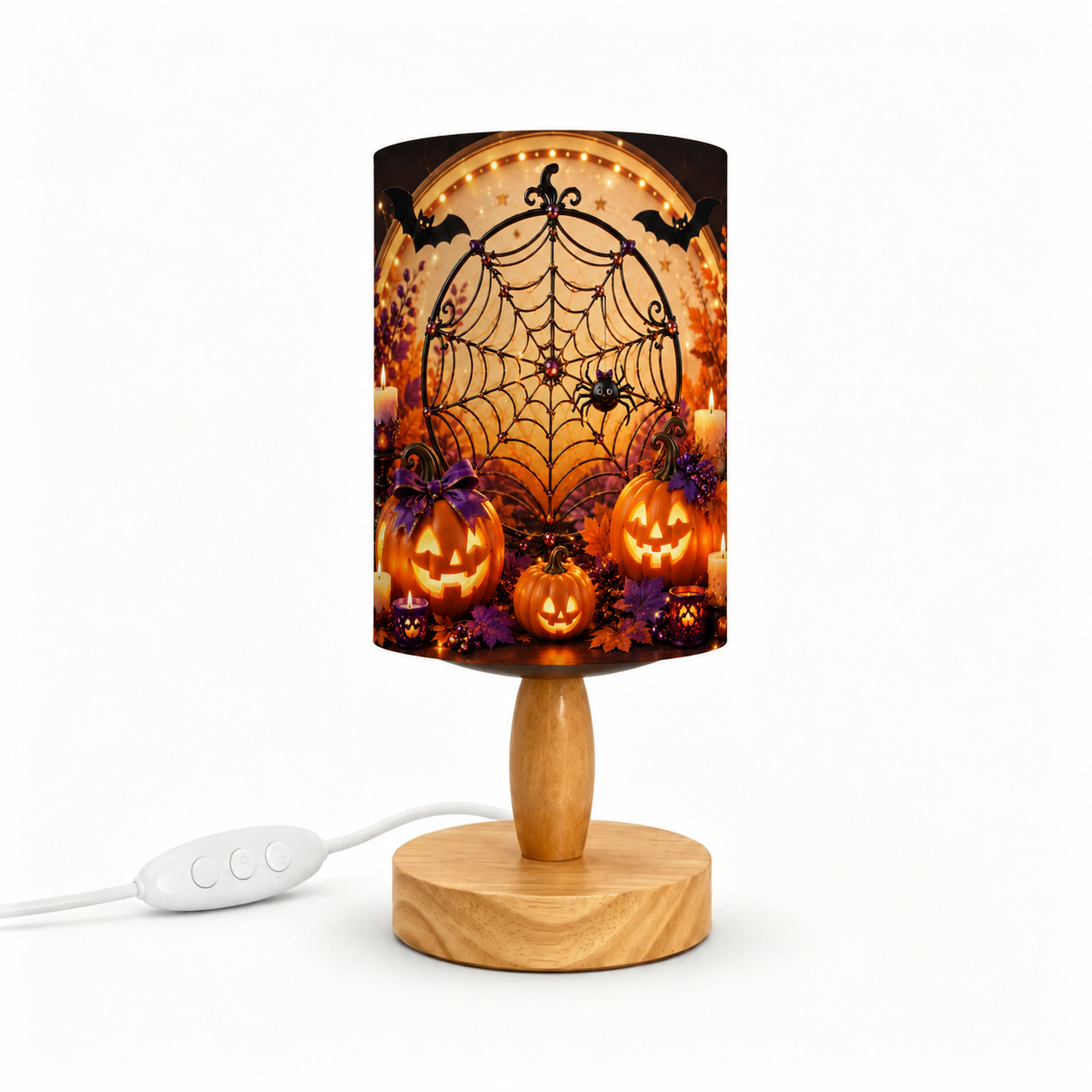 Cute Halloween Scarecrow PLA Eco‑Friendly Dimmable Table Lamp 👻 Button Control Bedside Lamp, Fall Pumpkin Seasonal Home Decor Gift
