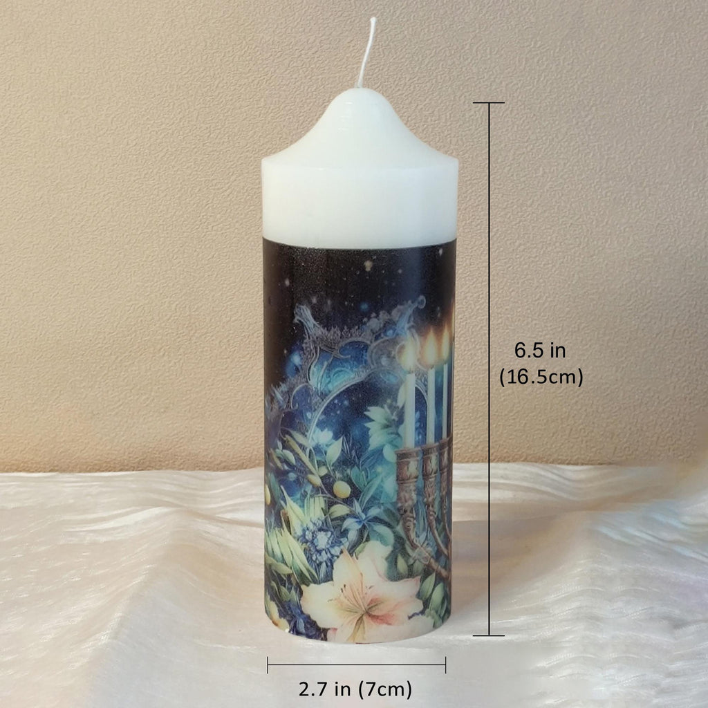 Personalized Shabbat Candles Set of 3: Jewish Ritual Pillar Candles