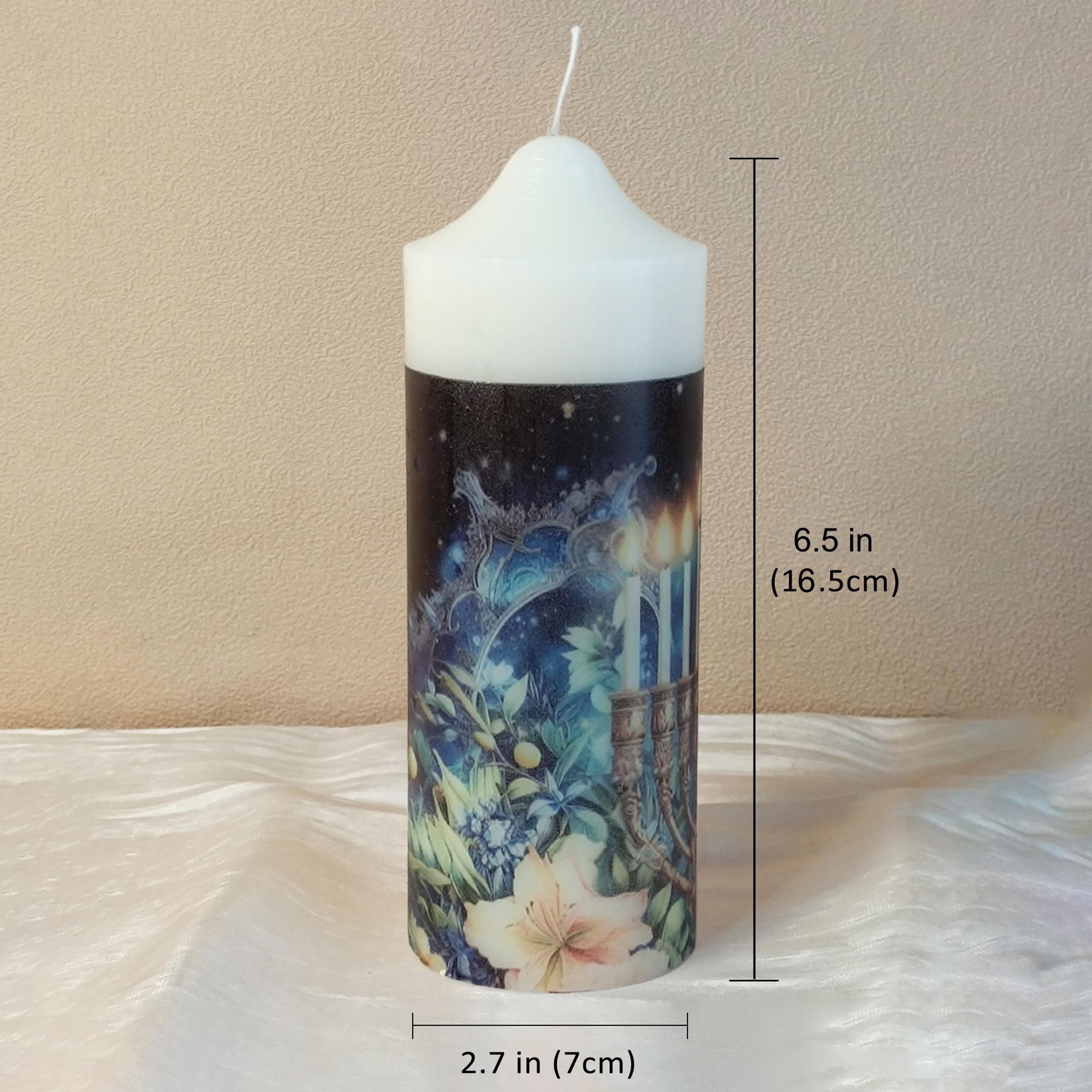 Personalized Shabbat Candles Set of 3: Jewish Ritual Pillar Candles