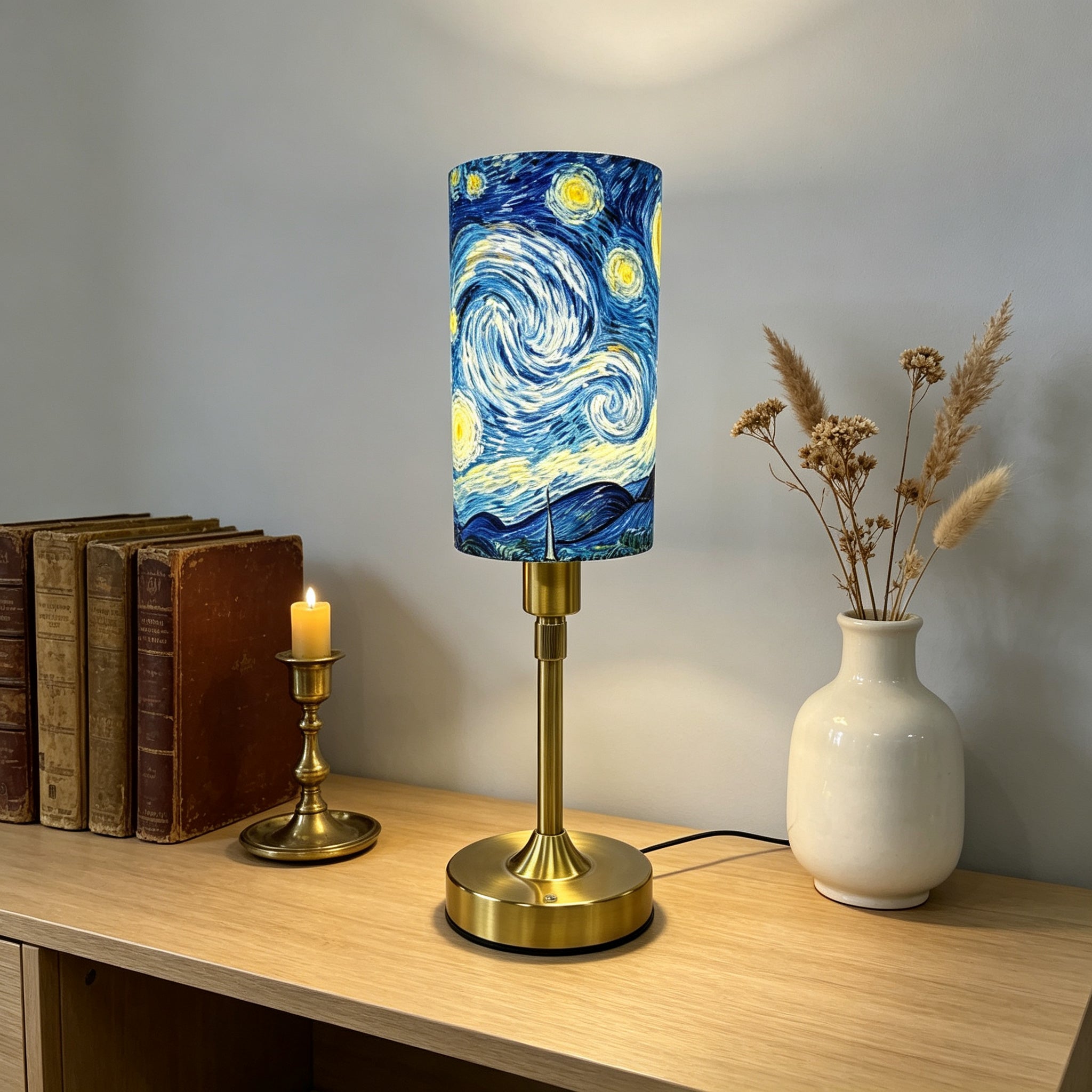 Van Gogh The Starry Night PLA Eco-Friendly Touch Control Table Lamp 🎨 3 Color Dimmable Adjustable Height Metal Table Lamp, Art Home Decor Gift