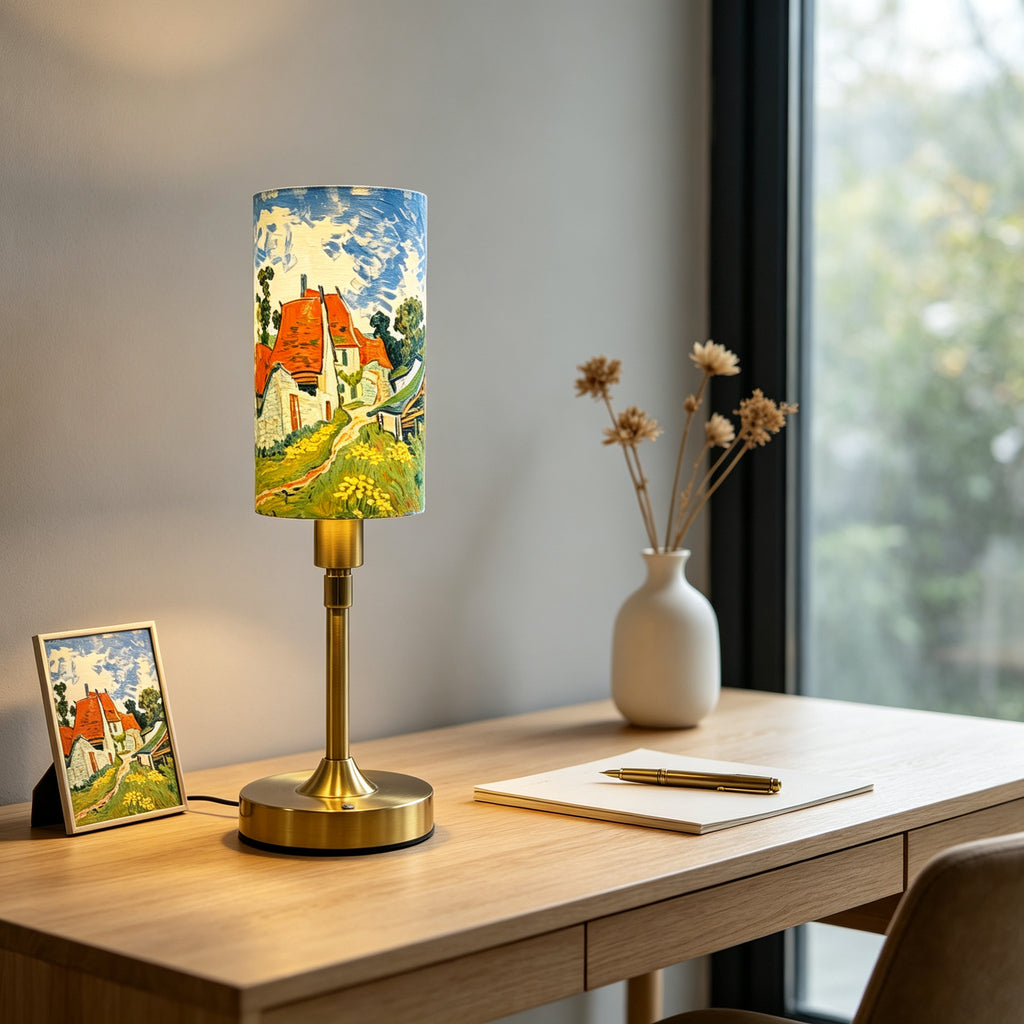 Van Gogh The Starry Night PLA Eco-Friendly Touch Control Table Lamp 🎨 3 Color Dimmable Adjustable Height Metal Table Lamp, Art Home Decor Gift