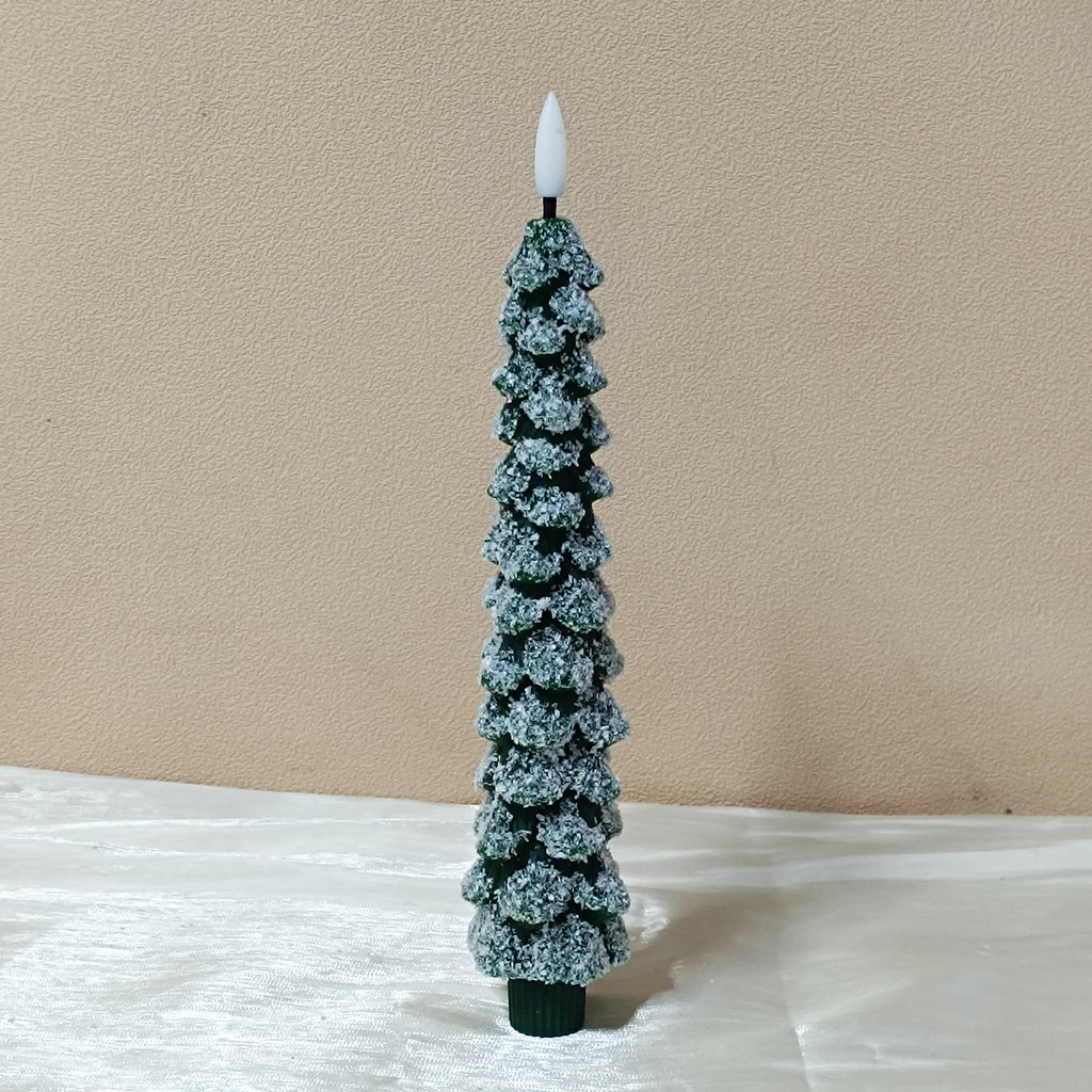 Snowy Tree Shape LED Candle Paraffin Wax Flameless Christmas Decoration Light