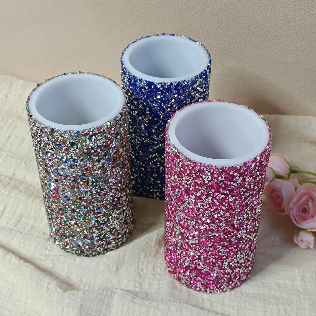 6 Inch LED Pillar Candles,Flameless Rhinestone Candles with Remote Control and Timer，Battery Operated Flickering for Home Decor Christmas