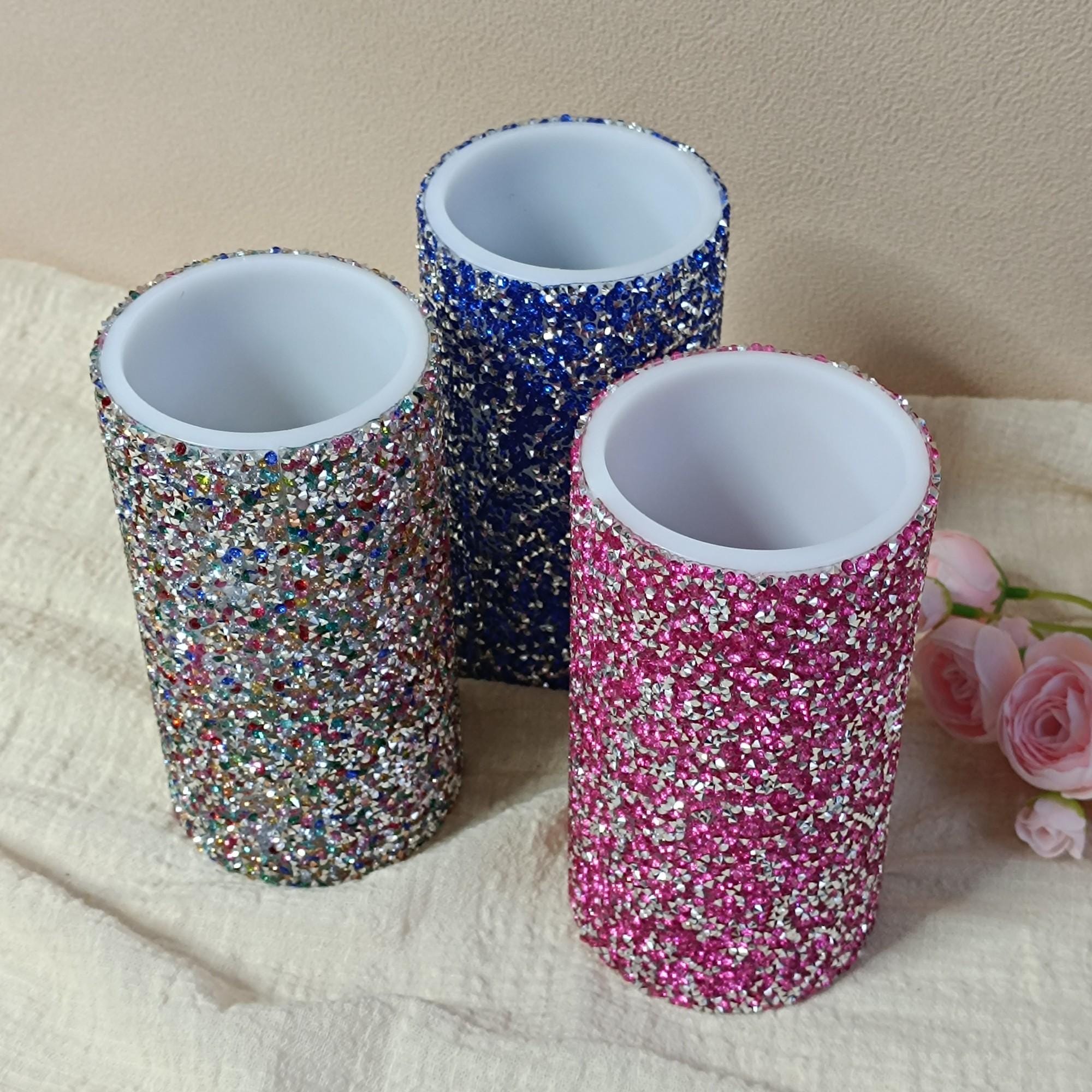 6 Inch LED Pillar Candles,Flameless Rhinestone Candles with Remote Control and Timer，Battery Operated Flickering for Home Decor Christmas