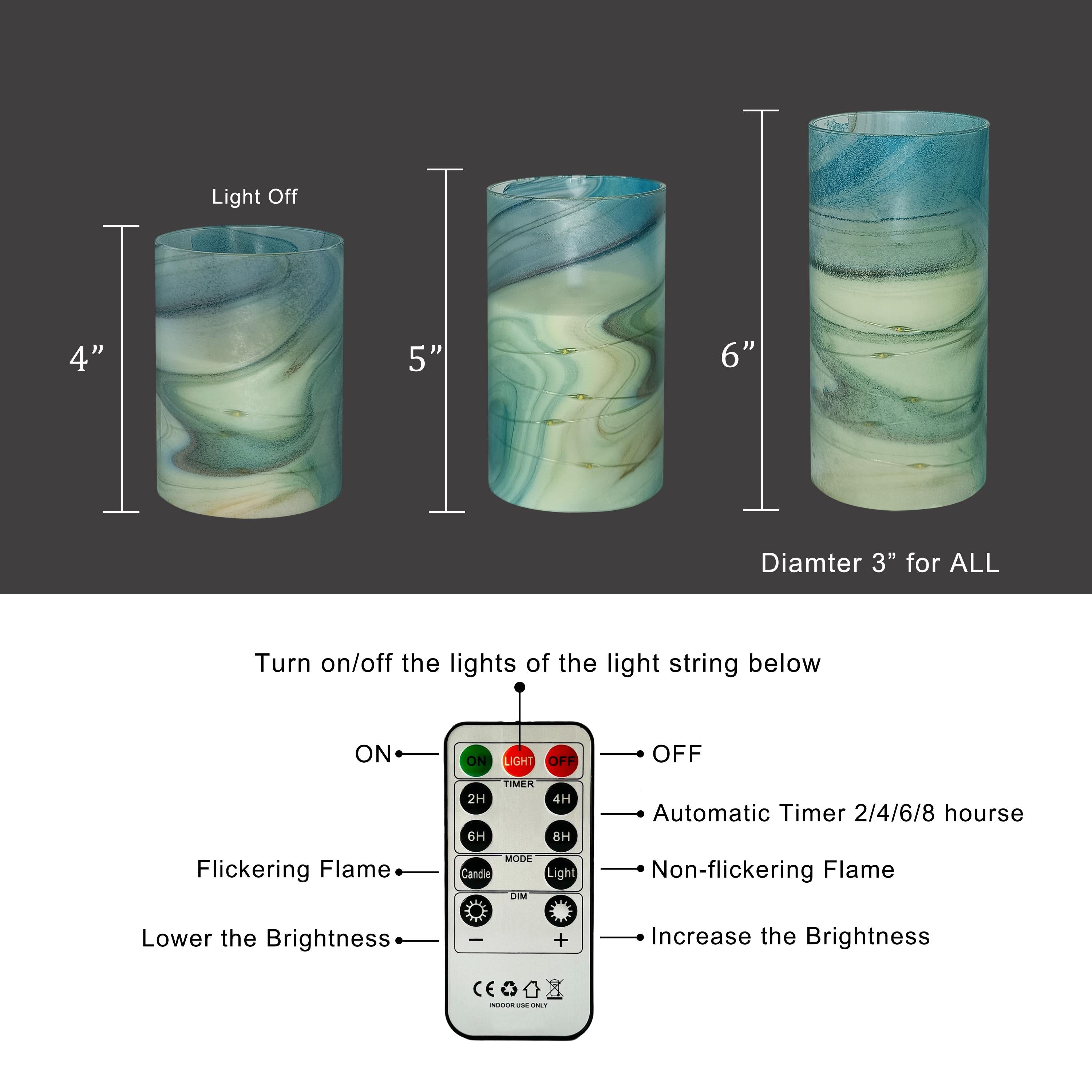 Flameless Candles With String Lights, Battery Operated, LED Pillar Candles with Remote and Timer,Mother's Day Gifts