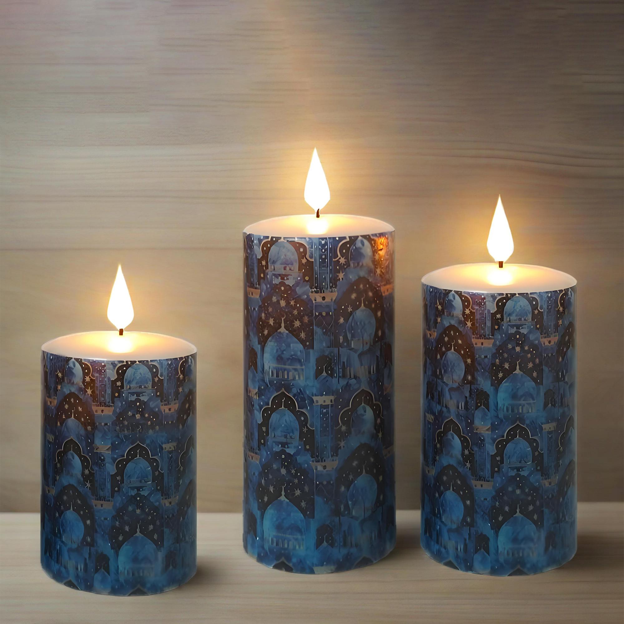 Eid Flameless Candles Set: Arabic LED Ramadan Decor with Remote