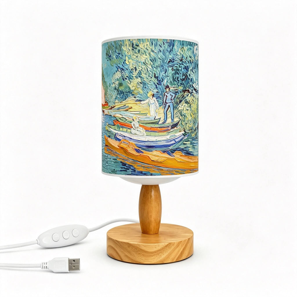 Van Gogh Irises PLA Eco‑Friendly Table Lamp ✨ Button Dimmable Art Bedside Lamp, Aesthetic Impressionist Home Decor Gift