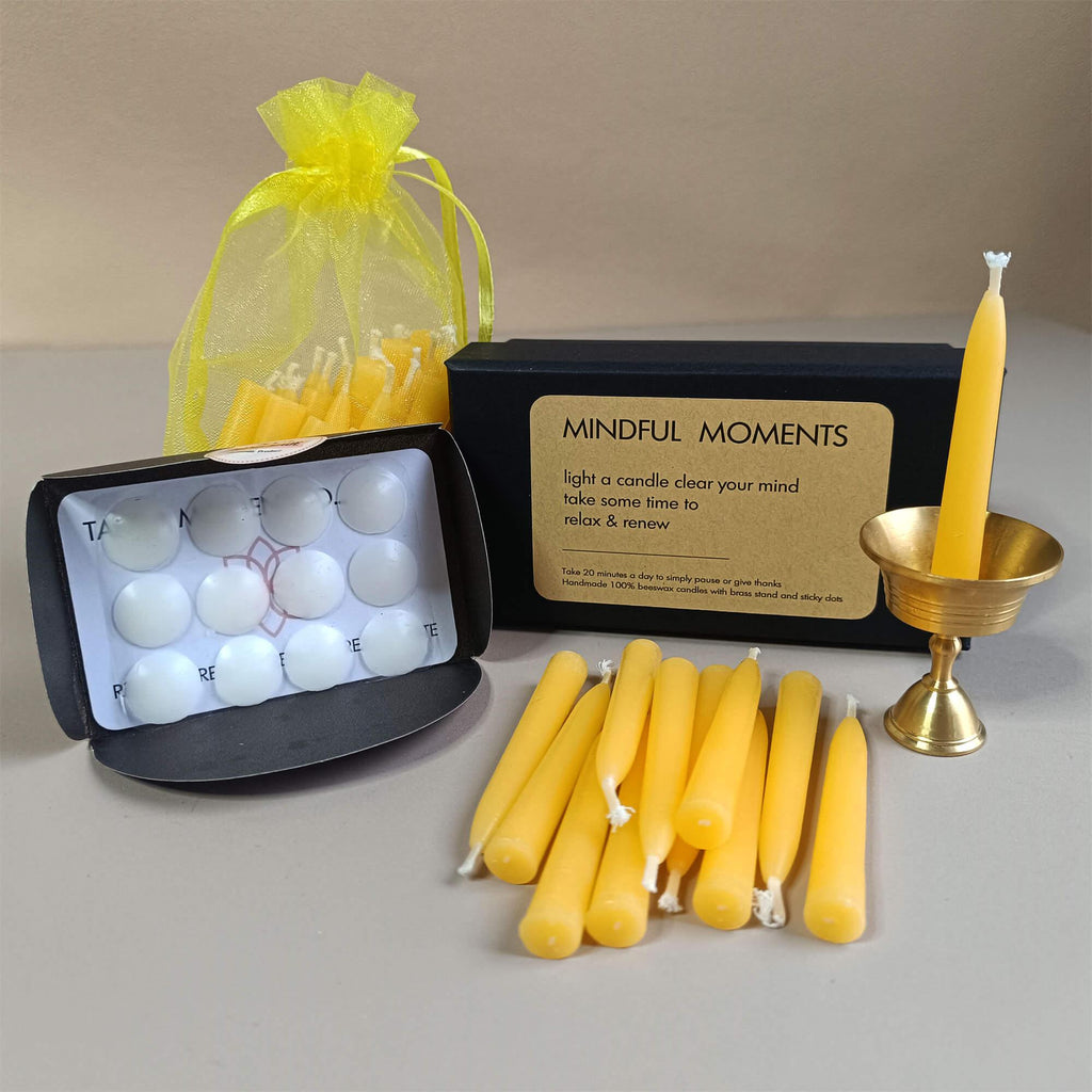 Hand-Dipped Beeswax Taper Candle Set: Meditation Gift