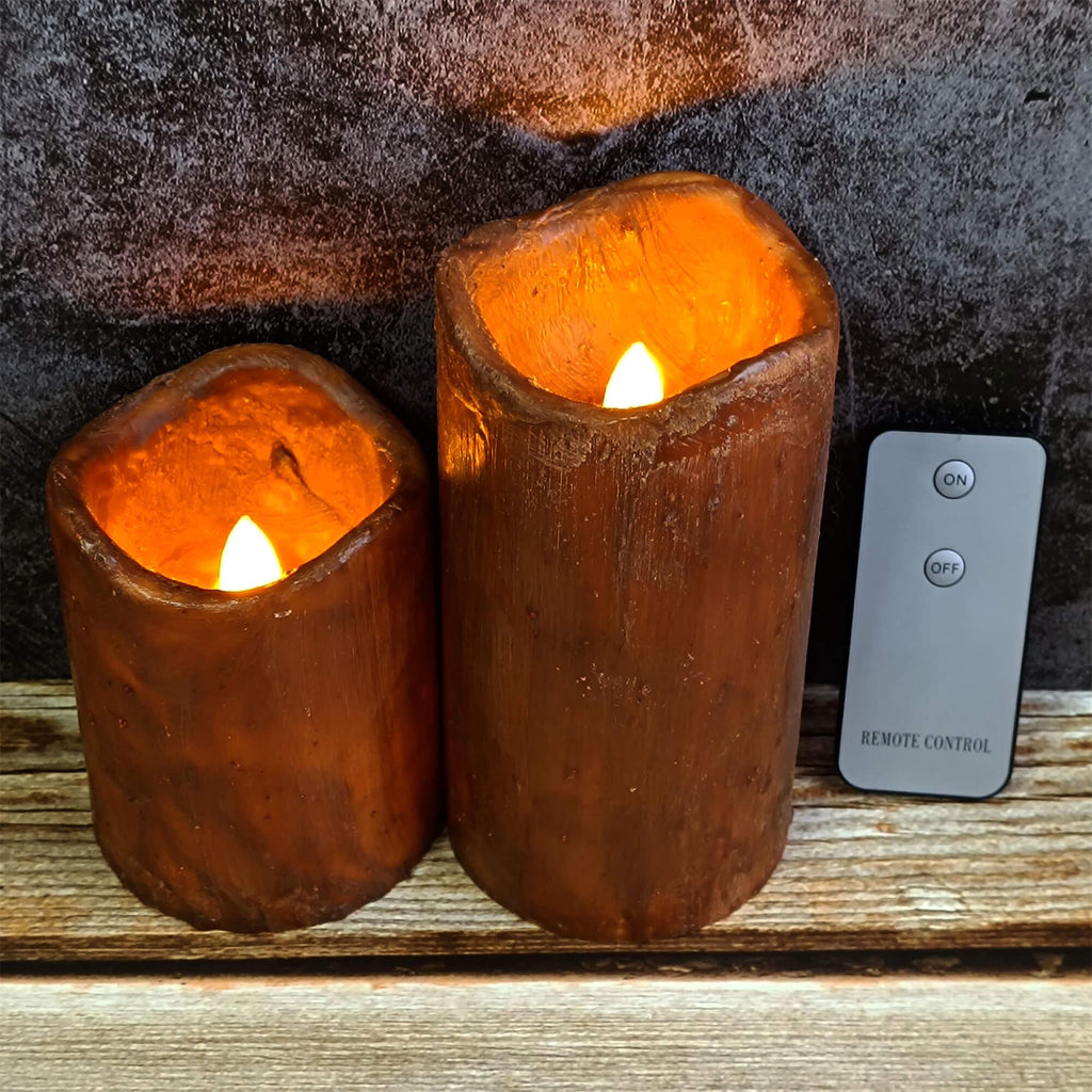 Wavy Flickering LED Flameless Candle, Pillar Battery Operated Candle, Dripless Candles, Rustic Candles, Home Decor, Gift for Christmas