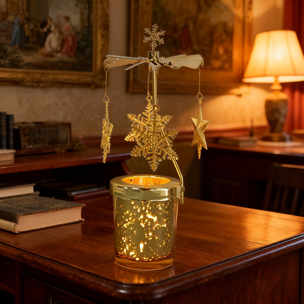 Golden Rotating Candle Holder,Vintage Tealight Holder,Valentines gift, Candle holder gift, Birthday gifts, Christmas gift