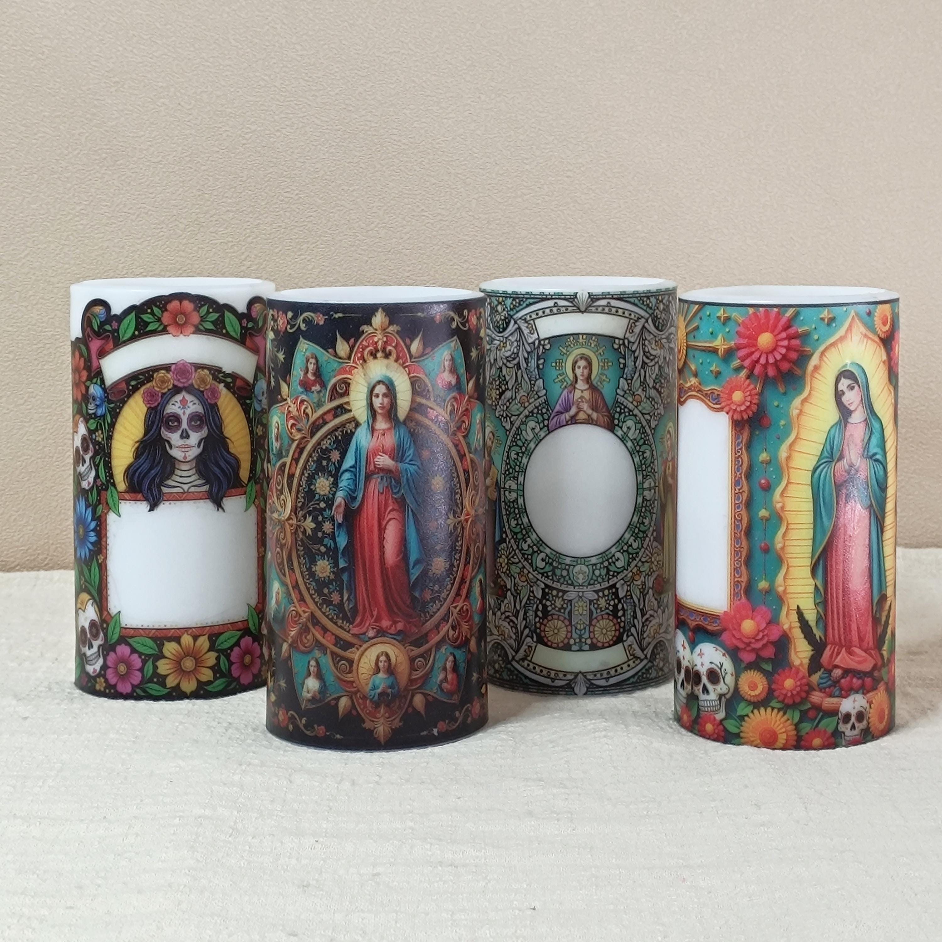 Personalized Prayer LED Candle: Custom Photo Memorial Gift with Remote