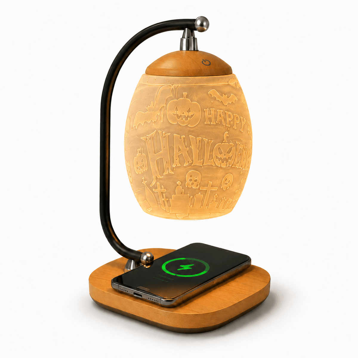 Halloween PLA Ambient Table Lamp 🎃 Touch Control 5 Colors Lamp, Magnetic Charging Spooky Pumpkin Desk Lamp
