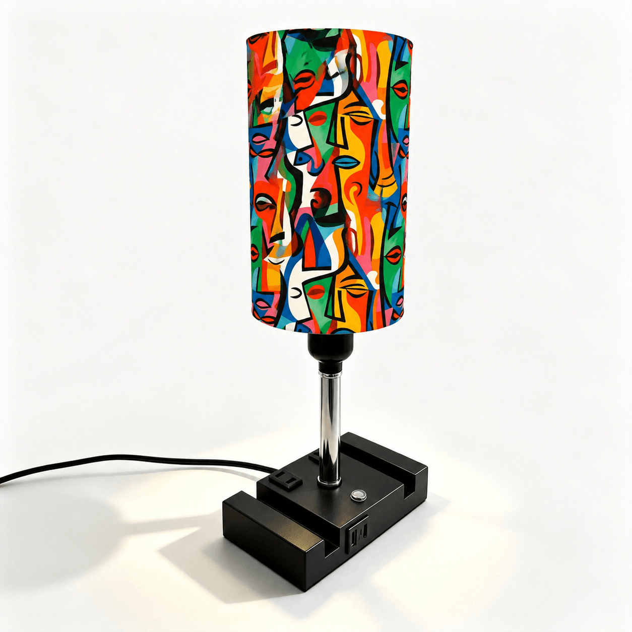 Picasso Abstract Art PLA Eco-Friendly Touch Control Table Lamp 🎨 3 Color Dimmable Multifunctional Table Lamp, Dual Phone Stand Bedside Desk Decor Gift