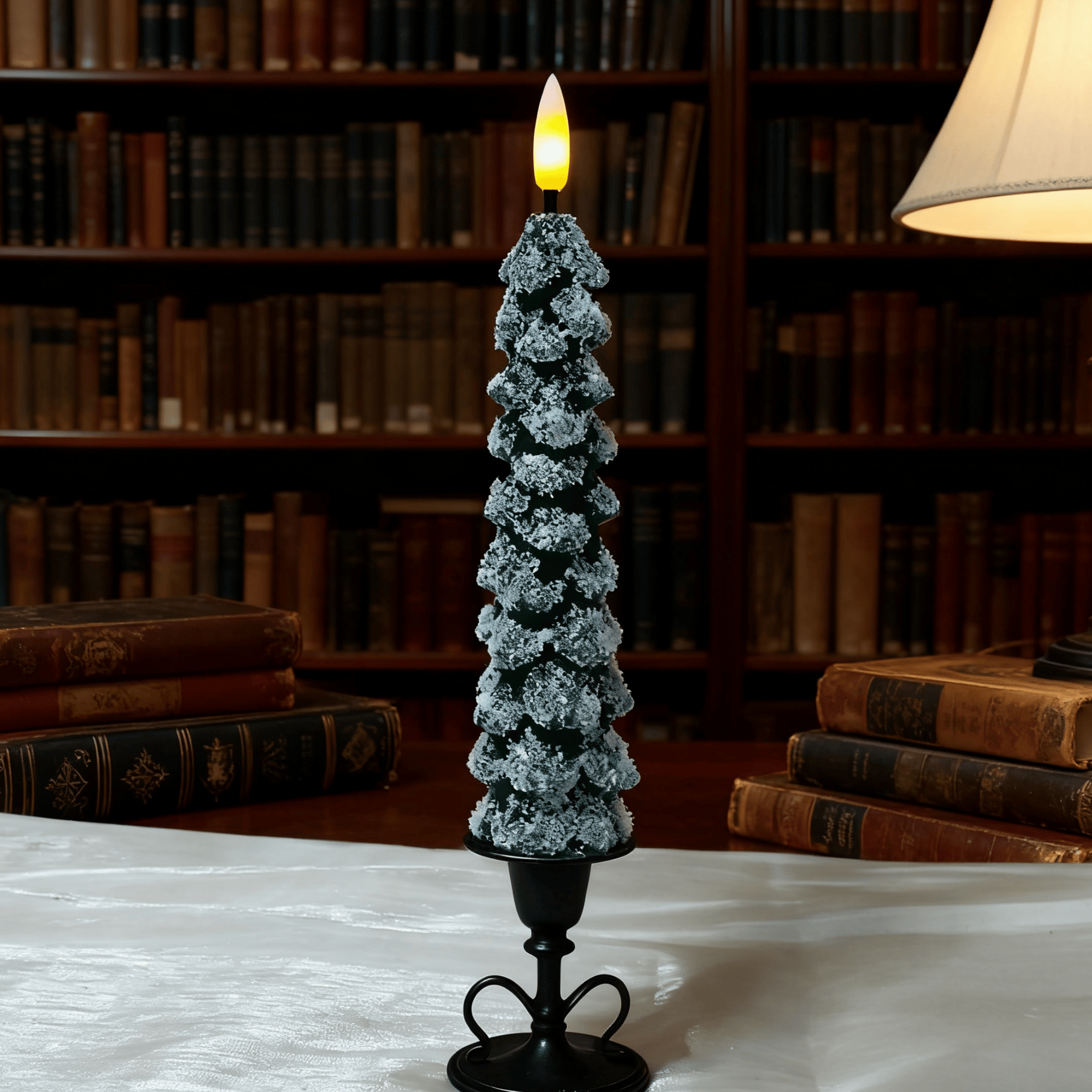 Snowy Tree Shape LED Candle Paraffin Wax Flameless Christmas Decoration Light
