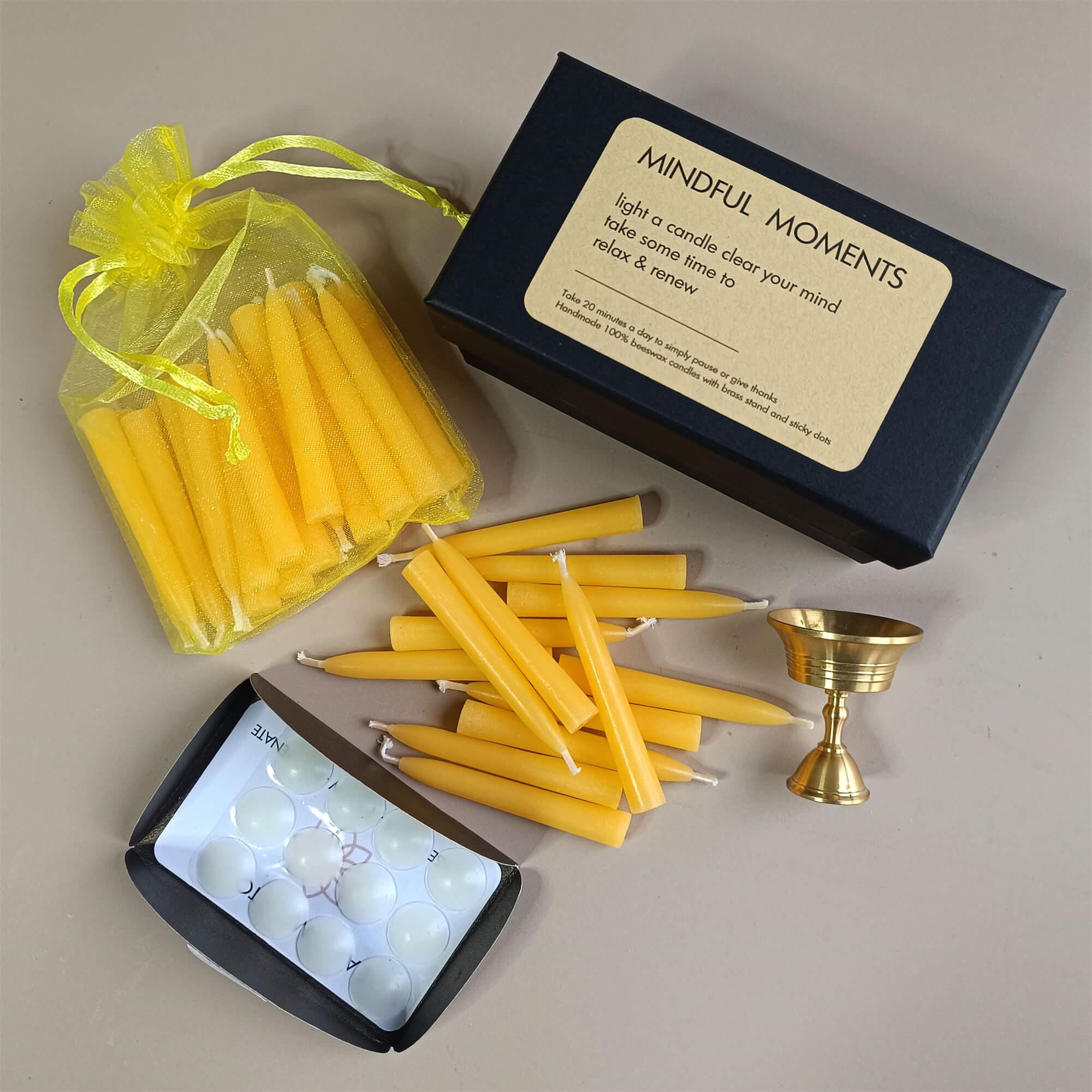 Hand-Dipped Beeswax Taper Candle Set: Meditation Gift
