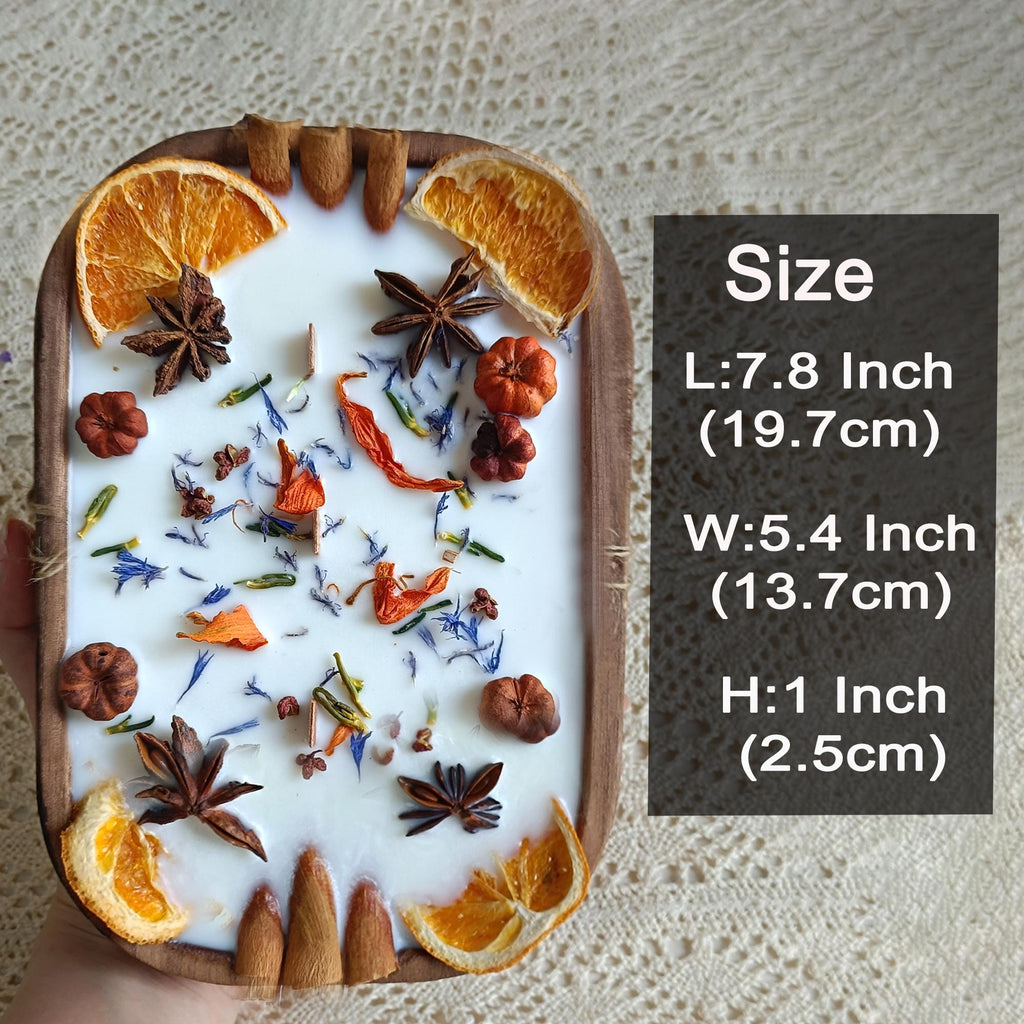 Orange Cinnamon Cornflower Dough Bowl Candle, 3 Wood Wick Handmade Scent Candle Autumn Home Decor,Christmas Anniversary Housewarming Gift