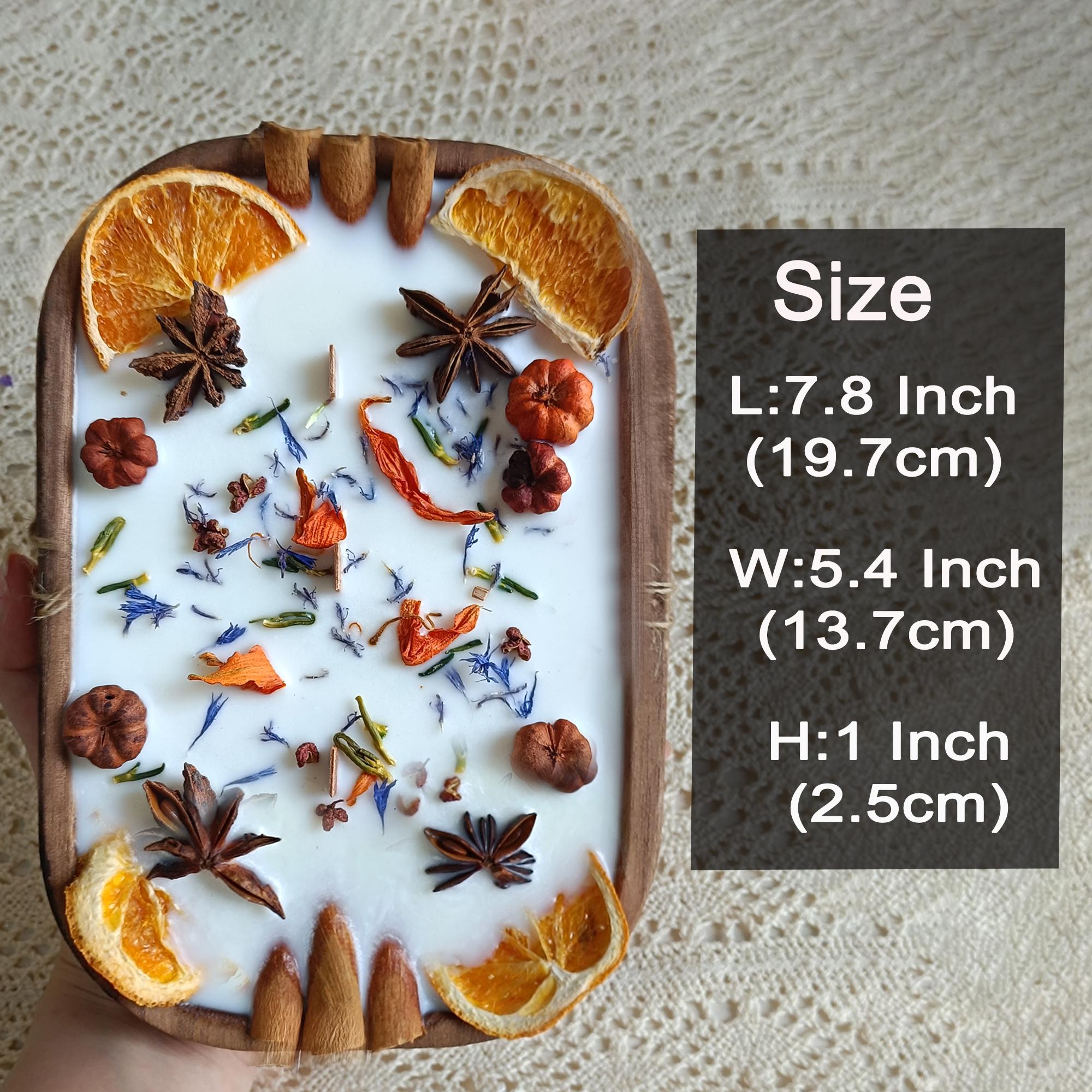 Orange Cinnamon Cornflower Dough Bowl Candle, 3 Wood Wick Handmade Scent Candle Autumn Home Decor,Christmas Anniversary Housewarming Gift