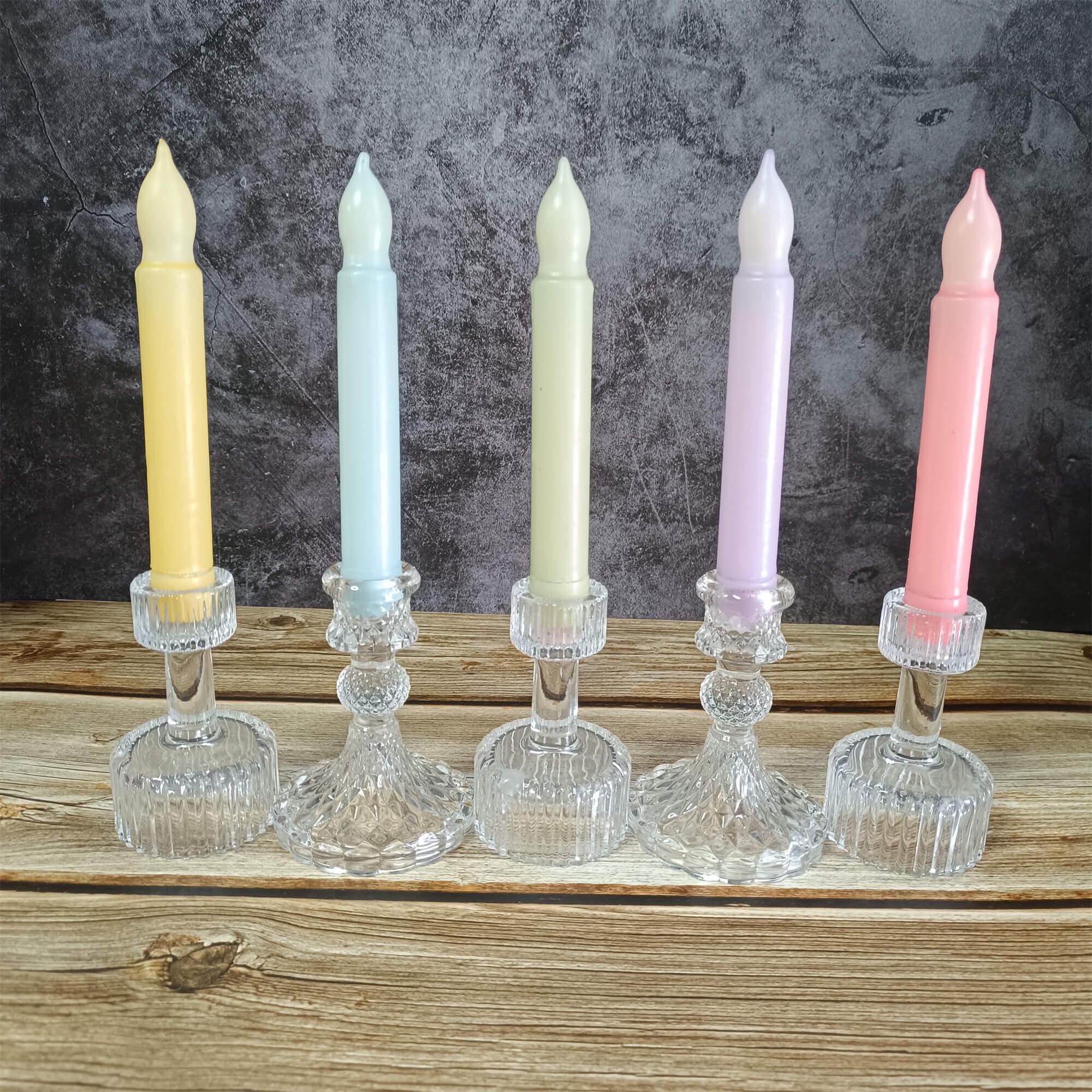 Colorful Flameless LED Taper Candles, Colorful Dopamine Candles, Battery Operated with Timer, Home Decoration, Mother's Day Gift