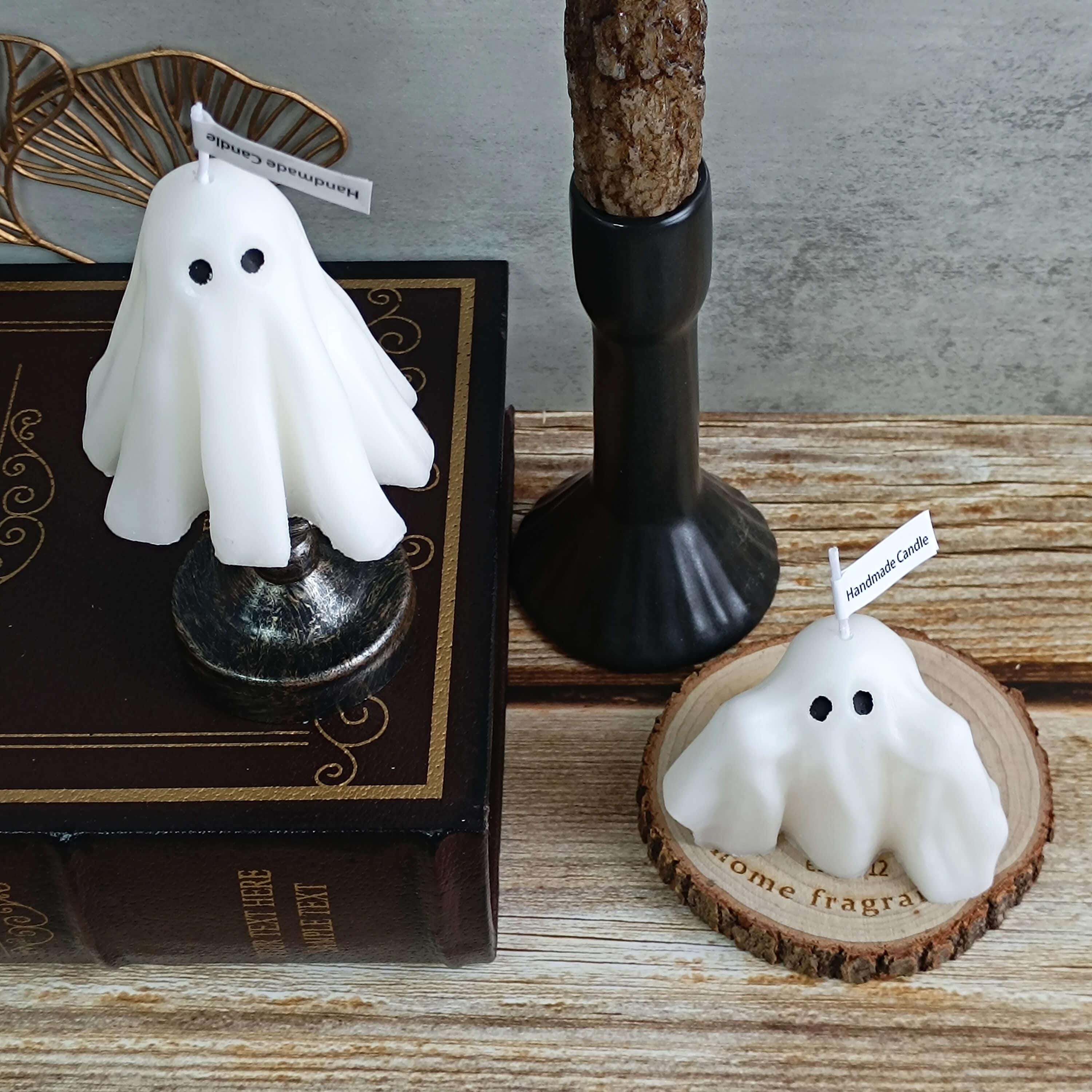 Handmade Ghost Scented Candles,Halloween Rose Scent,Soy Wax,6 Unique Designs for Halloween Decor Party