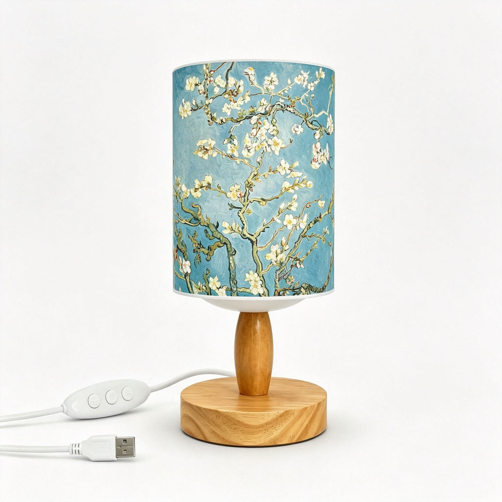 Van Gogh Irises PLA Eco‑Friendly Table Lamp ✨ Button Dimmable Art Bedside Lamp, Aesthetic Impressionist Home Decor Gift