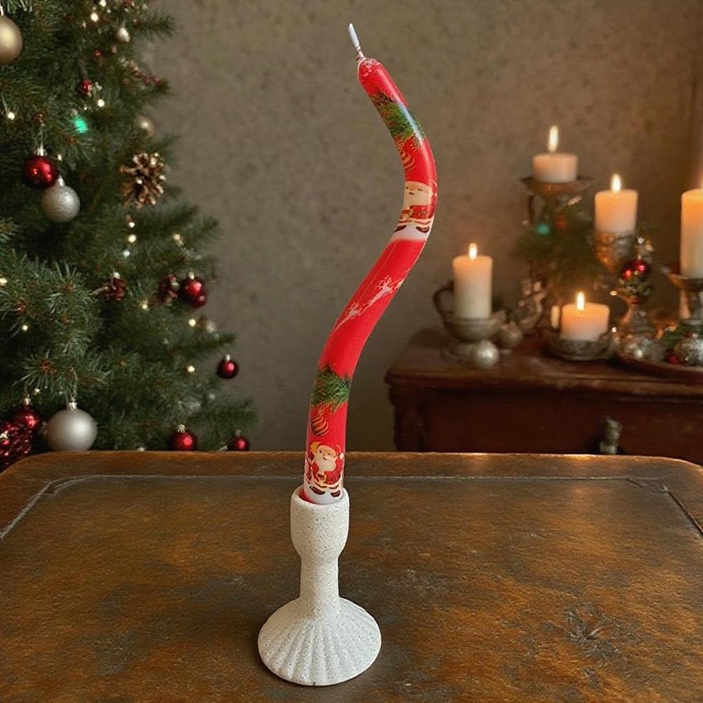 Christmas Spiral Taper Candles,Festive Decorative Unscented Paraffin Twisted Candle for Christmas Decor Party Gift