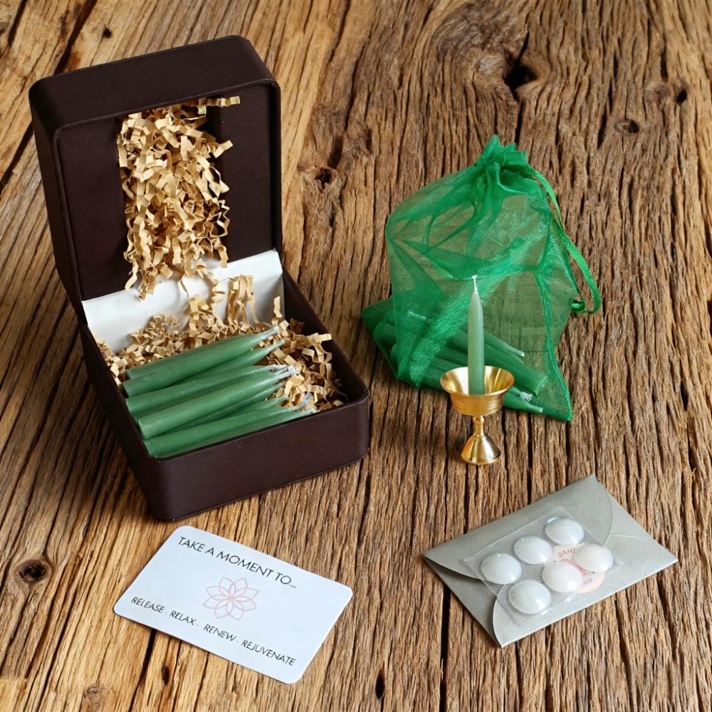 Sage Green Beeswax Taper Candles, 2.5" Hand-Dipped Meditation Candles with Holder, Mini Altar Candles for Ritual, Wiccan, Gift for Her