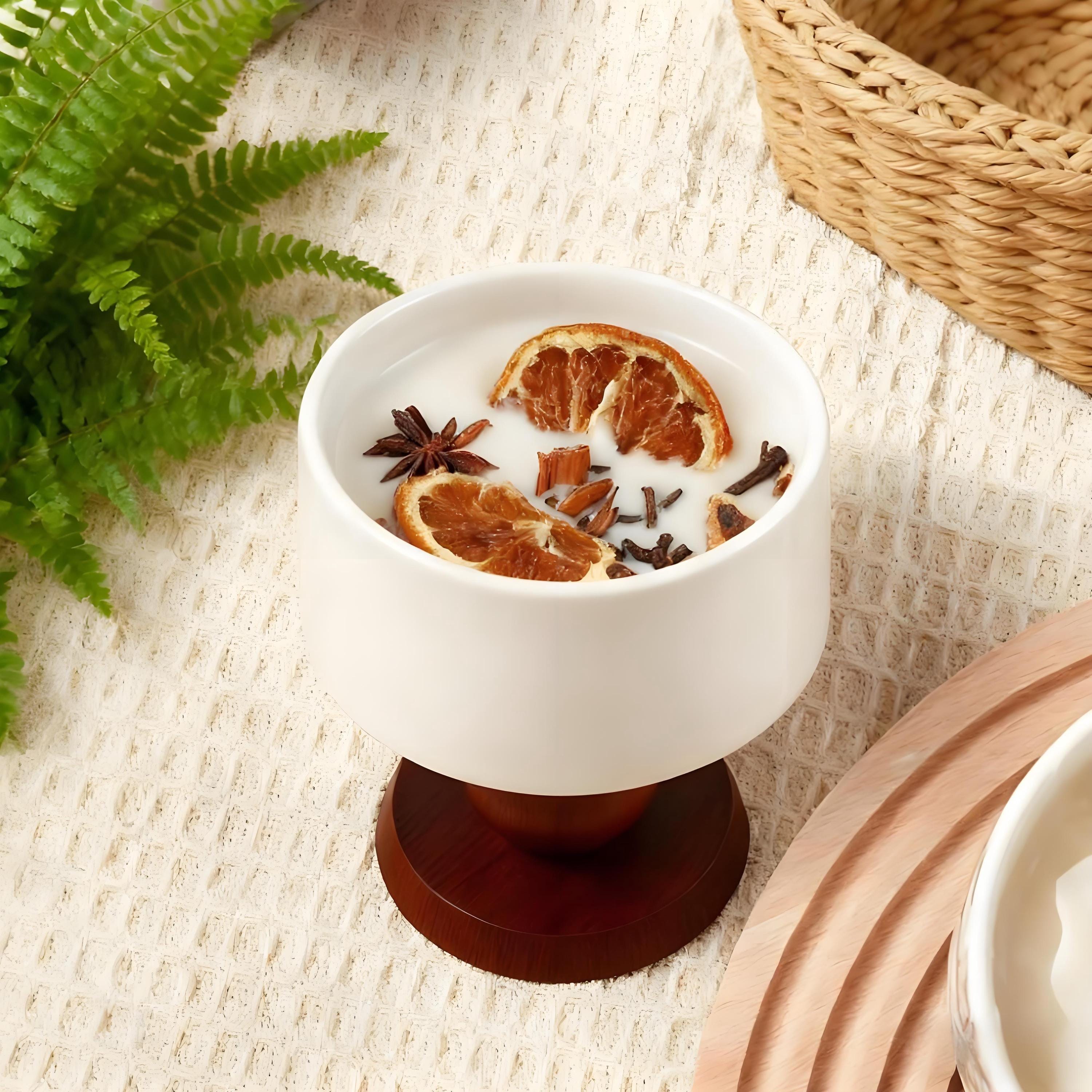 Orange Cinnamon Pumpkin Spice Candle | Ceramic Wood Wick Soy Candle | Cozy Fall Home Decor | Handmade Halloween Gift